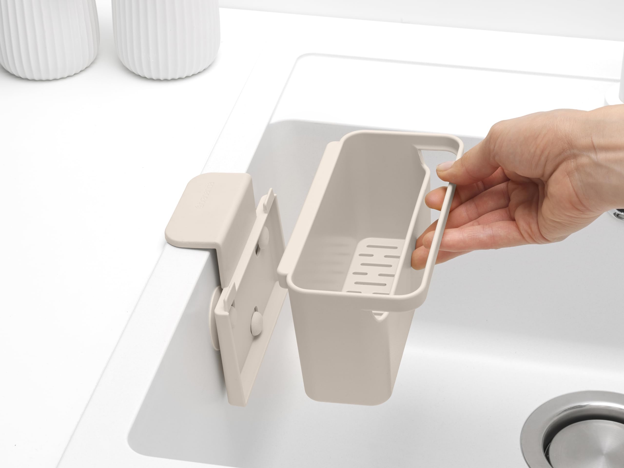 brabantia-sinkside-organizer-da-lavandino-soft-beige-con-ventose-e-supporto-anti image 4