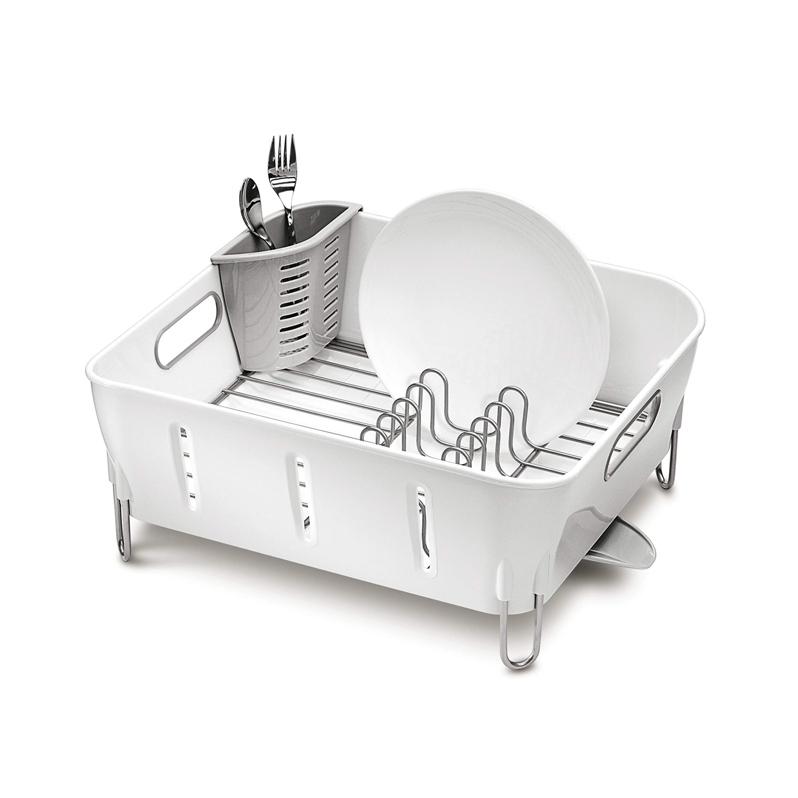 simplehuman-kt1104-scolapiatti-compatto-con-beccuccio-rotante-360-plastica-bianc image 1