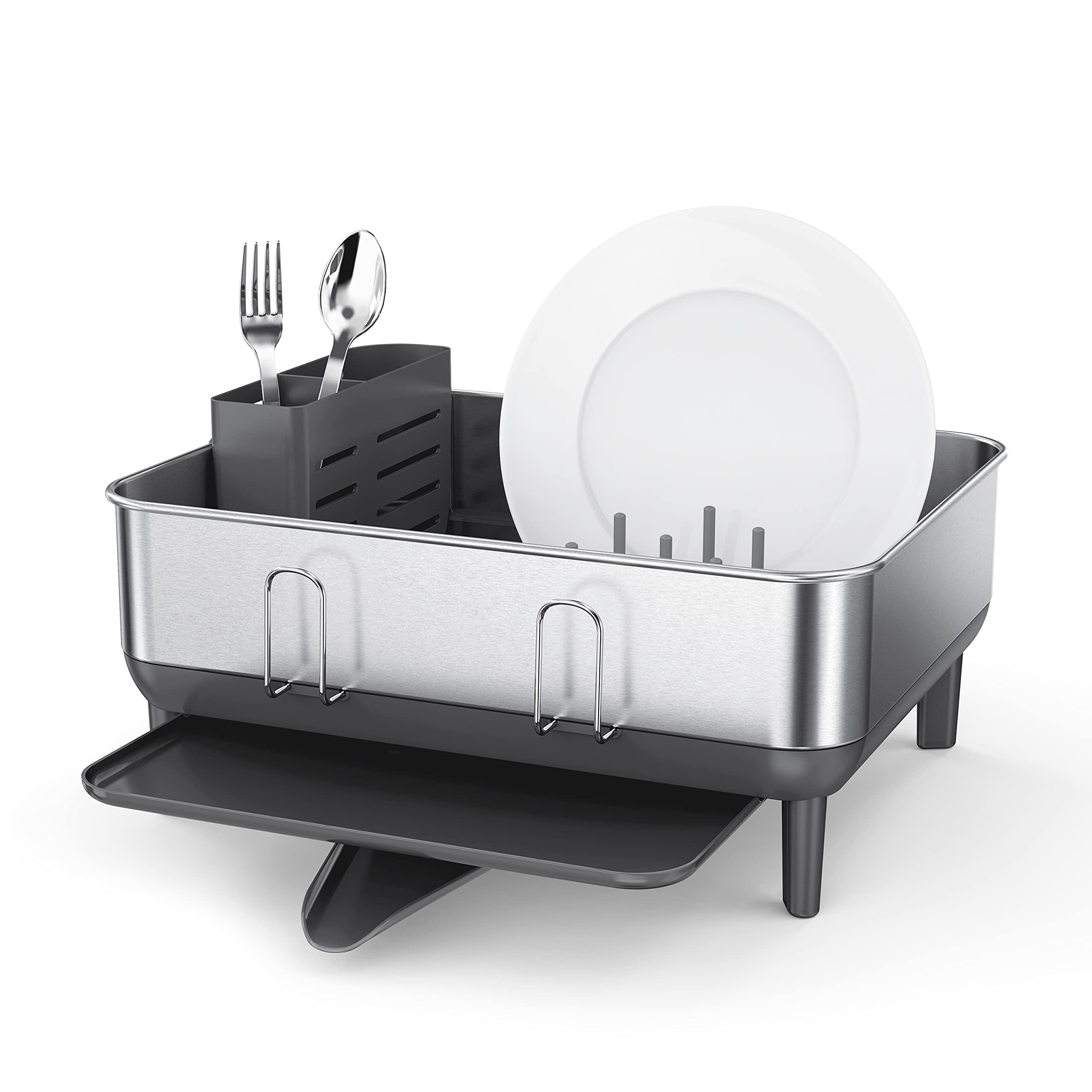 simplehuman-kt1181-scolapiatti-con-telaio-in-acciaio-inox-e-portaposate-grande-v image 8