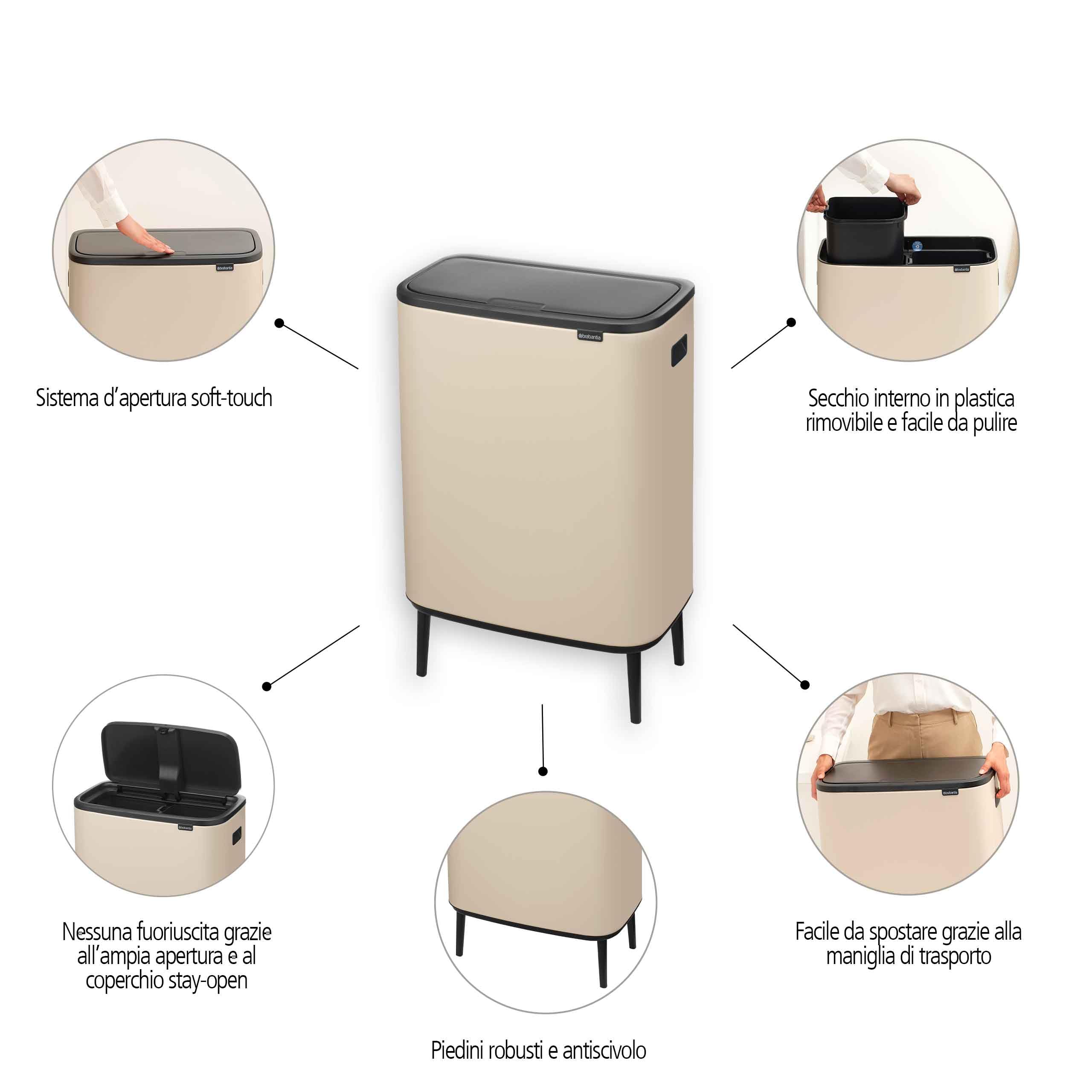 brabantia-bo-touch-bin-hi-2x30-litri-pattumiera-doppio-scomparto-extra-large-con image 2