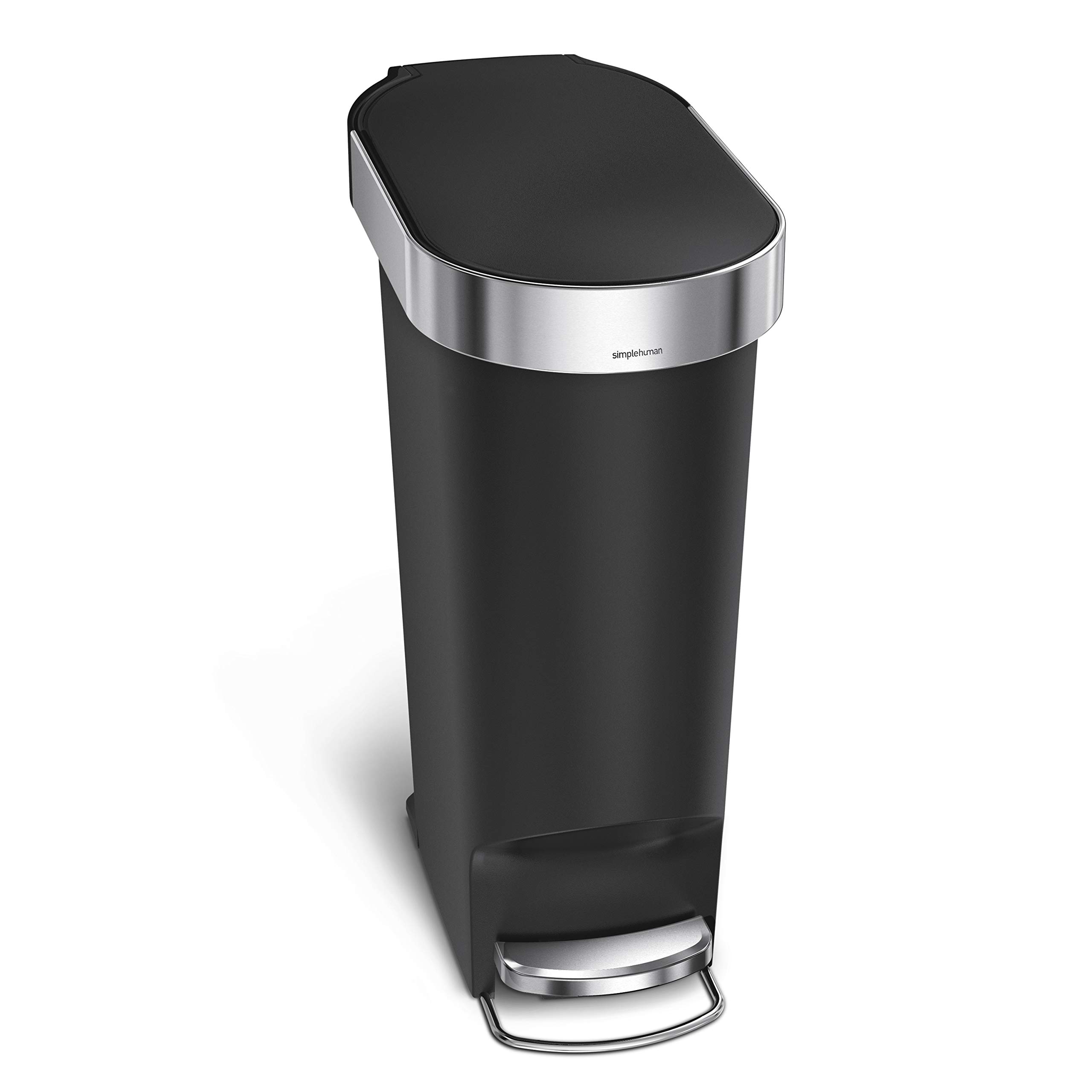 simplehuman-cw1390-cestino-sottile-a-pedale-da-cucina-40-l-plastica-nera-bordo-p image 1