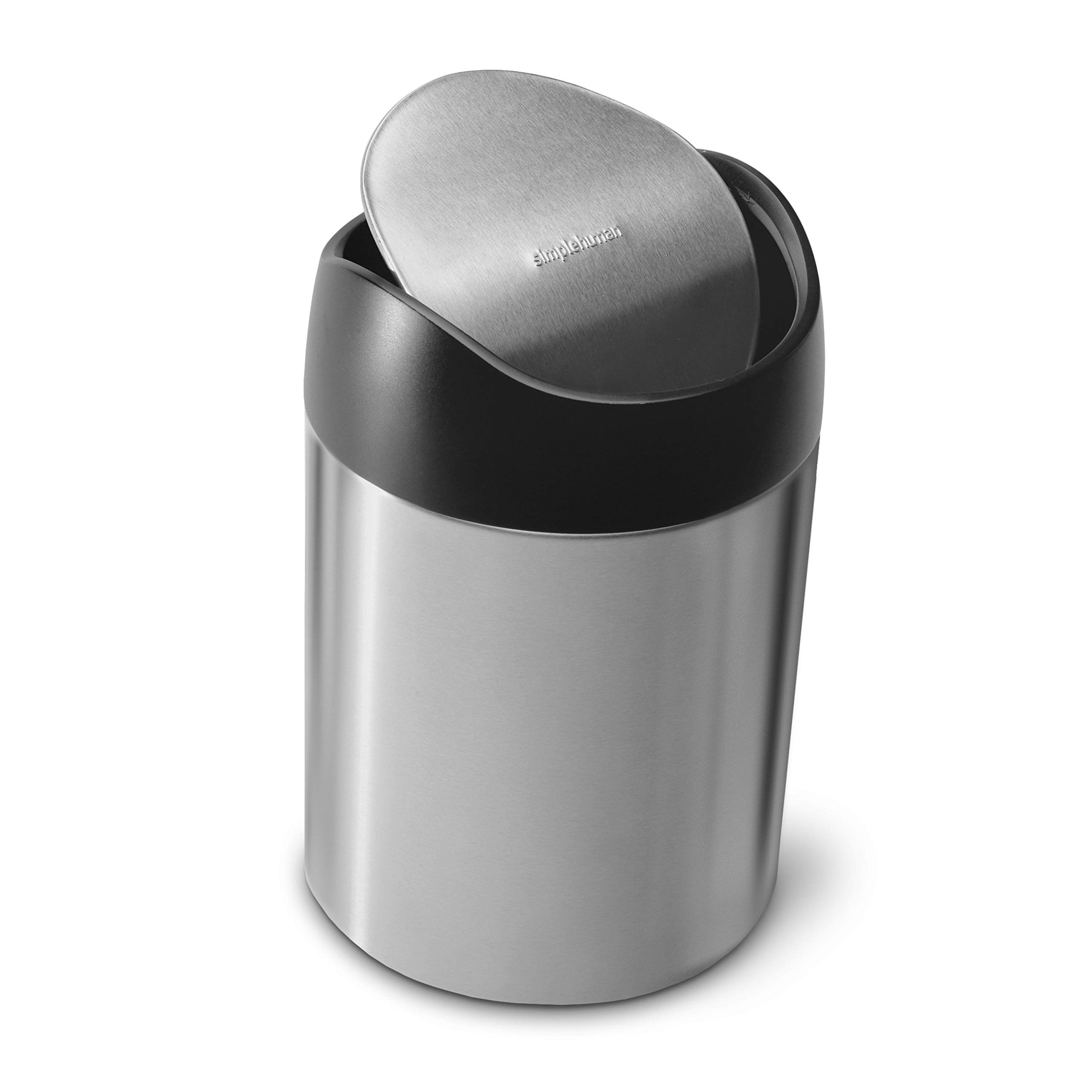 simplehuman-mini-cestino-1-5-l-in-acciaio-bianco-coperchio-oscillante-bilanciato image 7