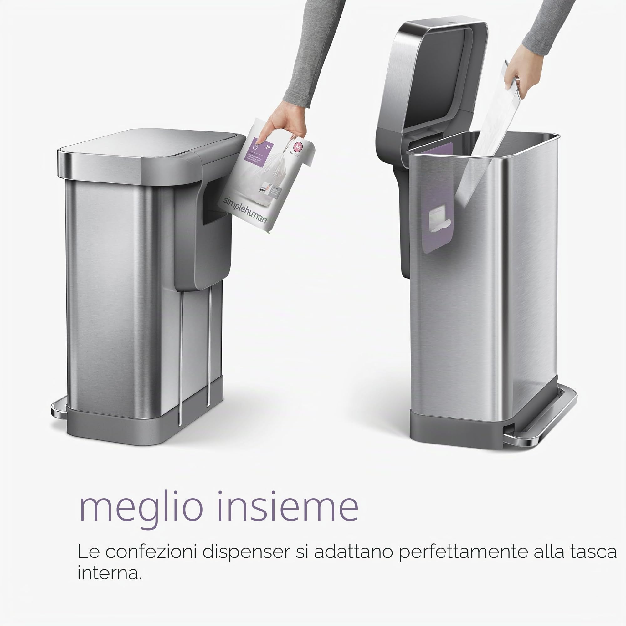 simplehuman-cw2025-cestino-doppio-scomparto-con-pedale-e-porta-sacchetti-58l-34- image 7