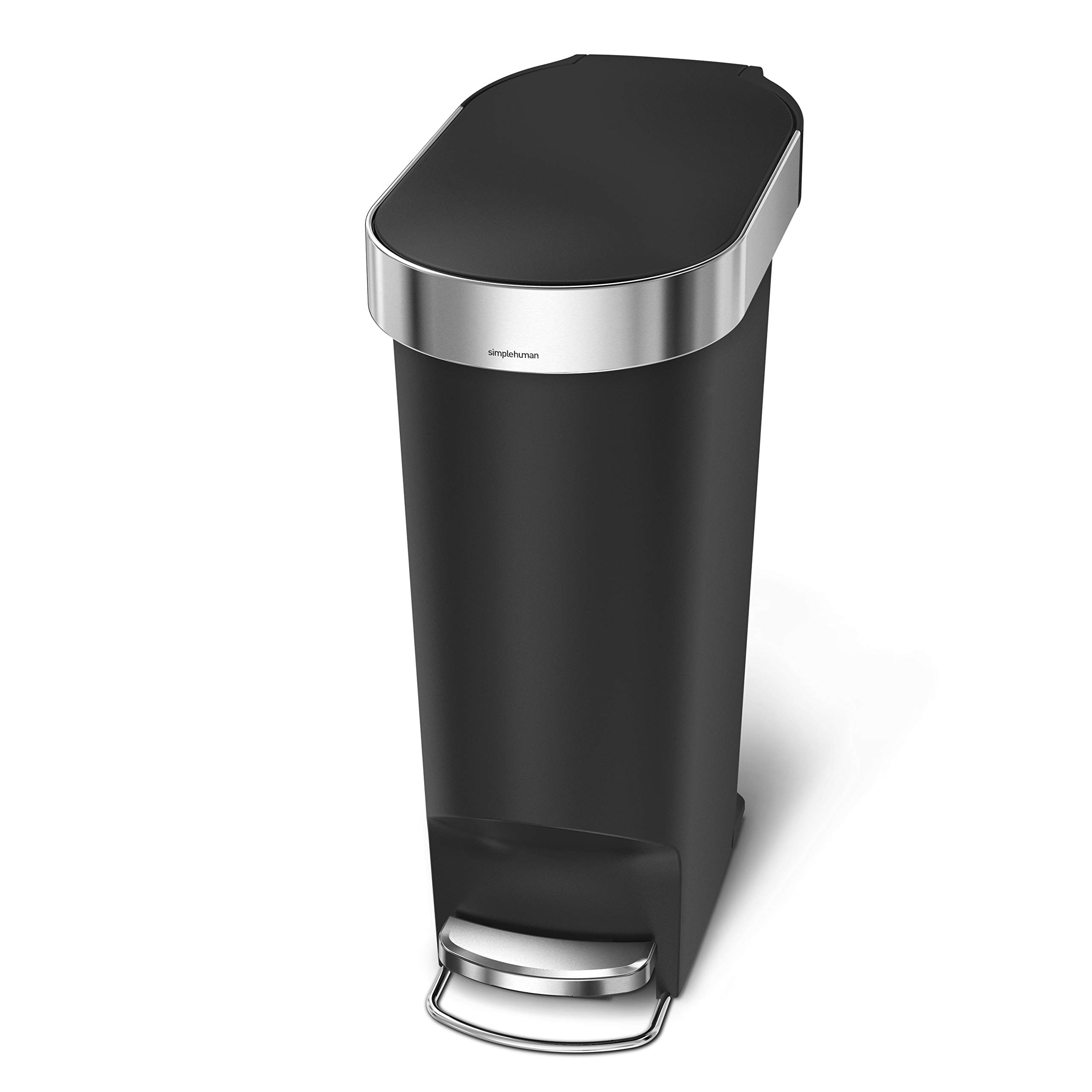 simplehuman-cw1390-cestino-sottile-a-pedale-da-cucina-40-l-plastica-nera-bordo-p image 3