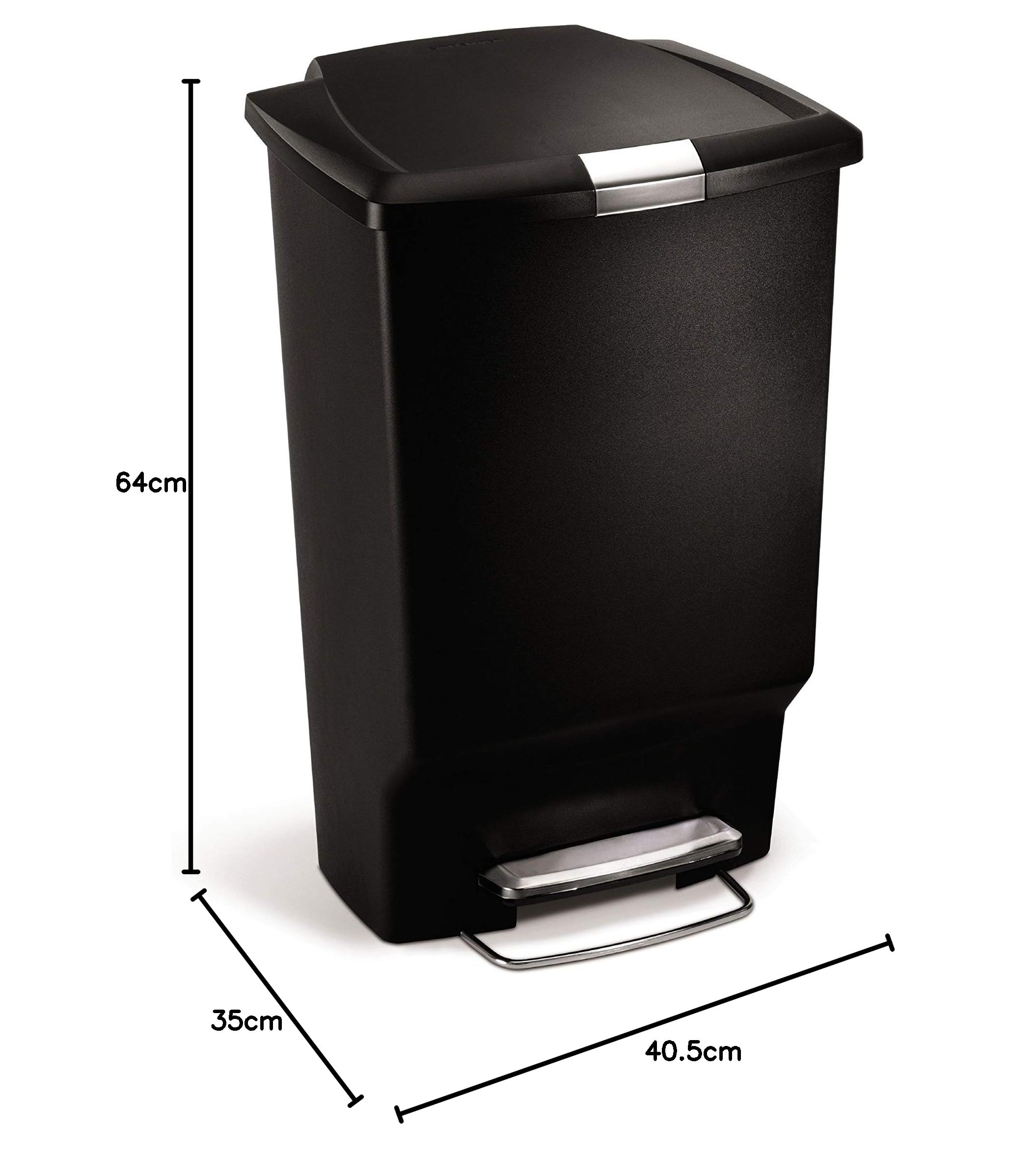simplehuman-cw1371-cestino-rettangolare-con-pedale-45-l-da-cucina-coperchio-sile image 7