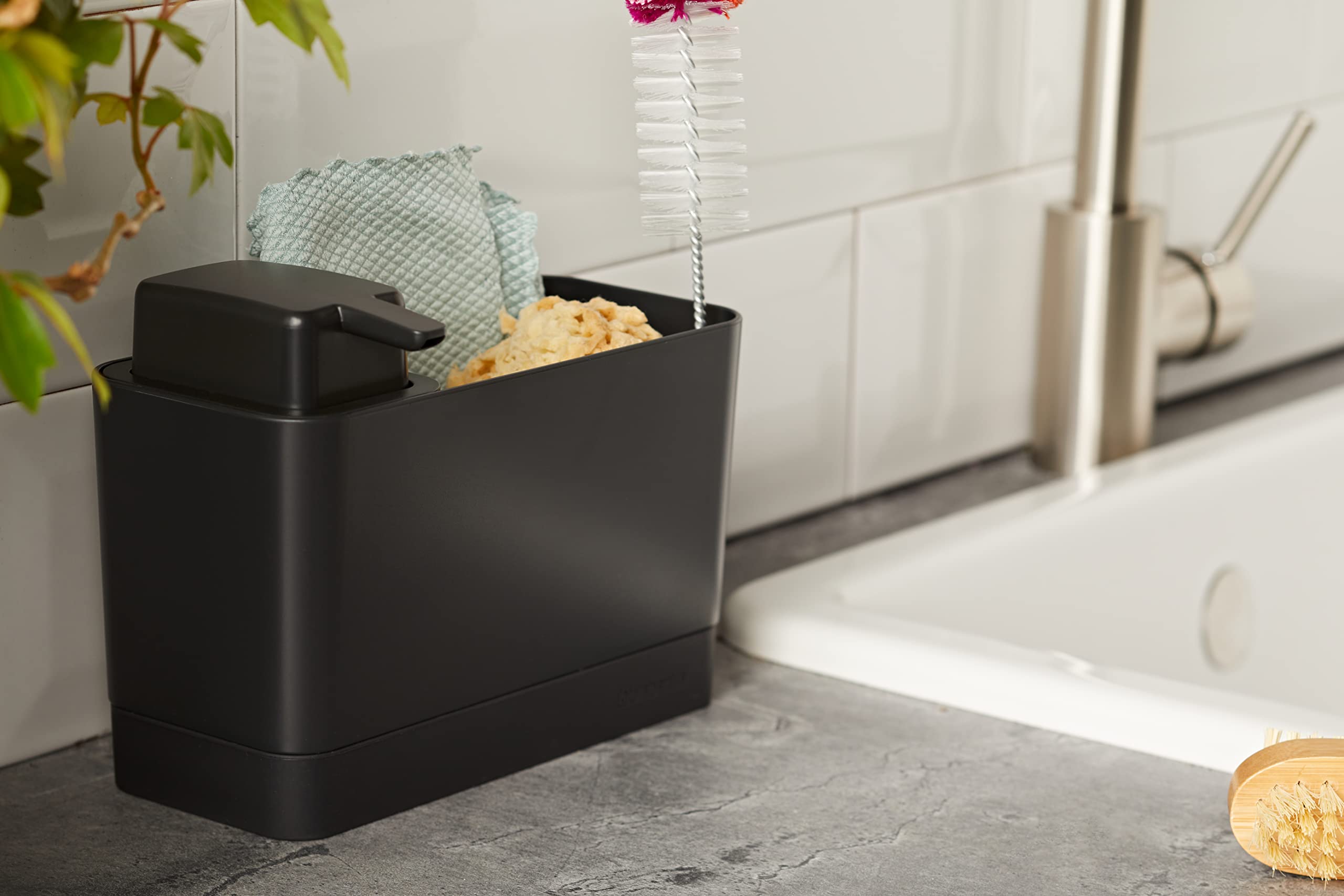 brabantia-set-organizer-per-lavello-con-dispenser-sapone-antigoccia-250-ml-grigi image 6