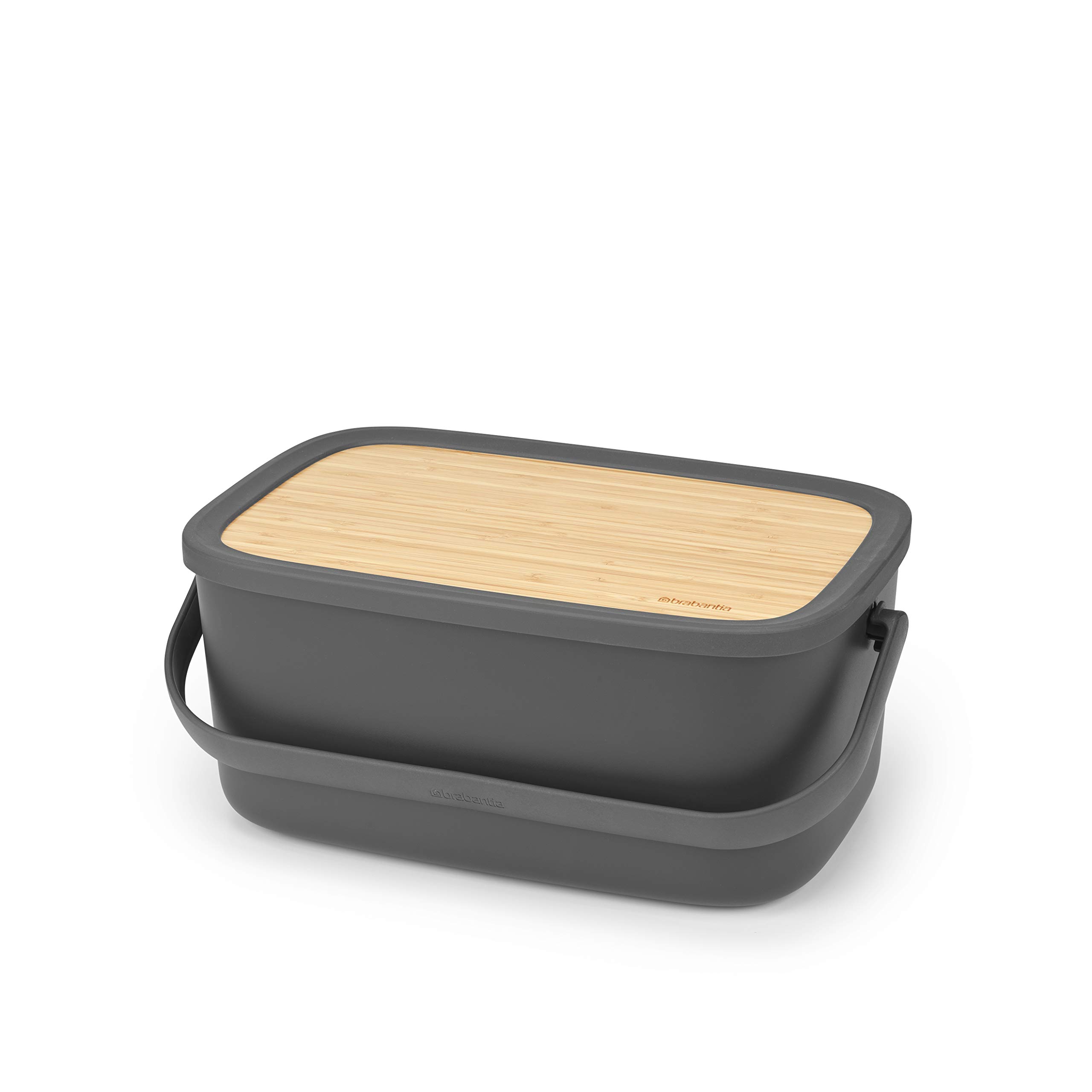 brabantia-nic-portapane-in-plastica-dark-grey-con-coperchio-in-bamb-e-maniglia image 1