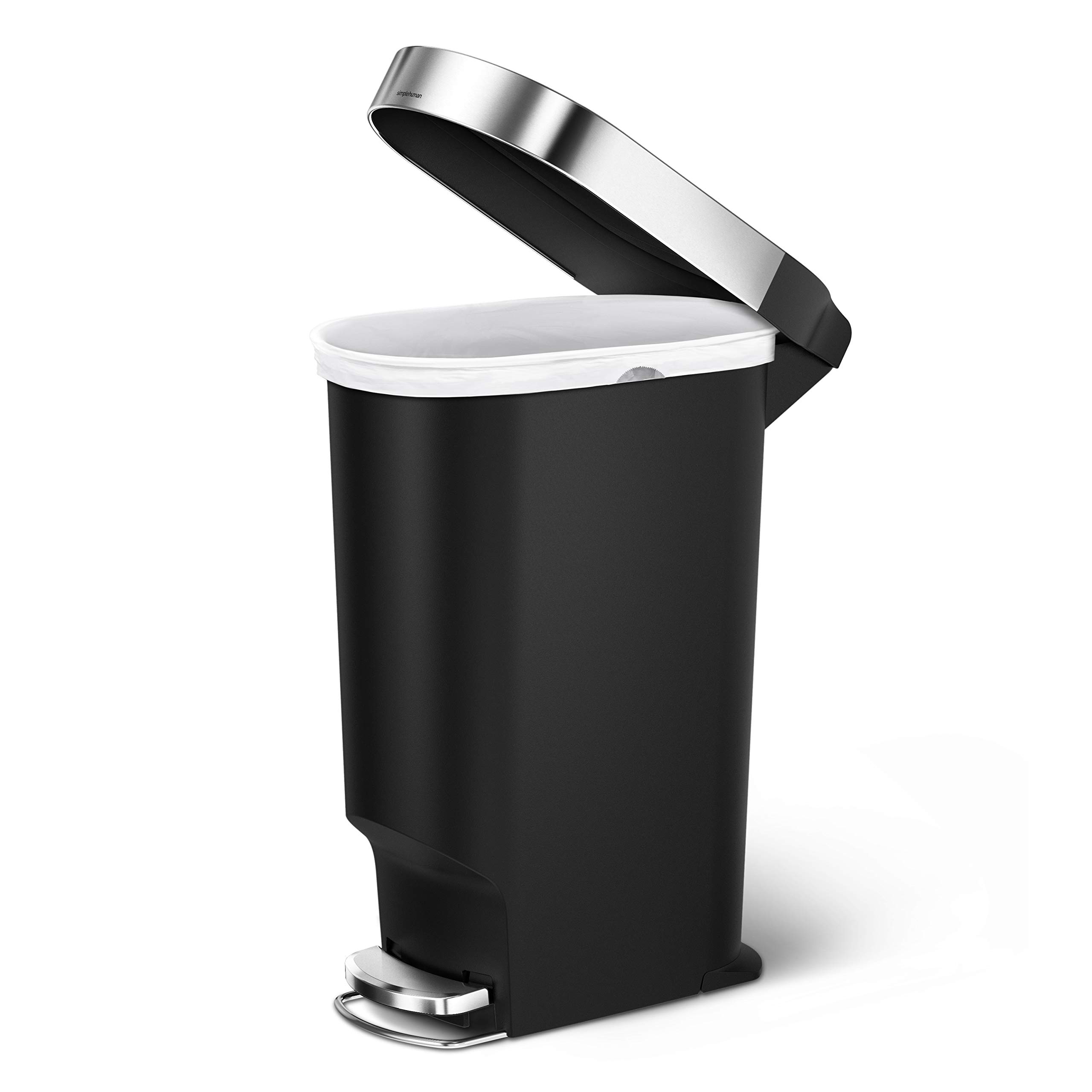 simplehuman-cw1390-cestino-sottile-a-pedale-da-cucina-40-l-plastica-nera-bordo-p image 5