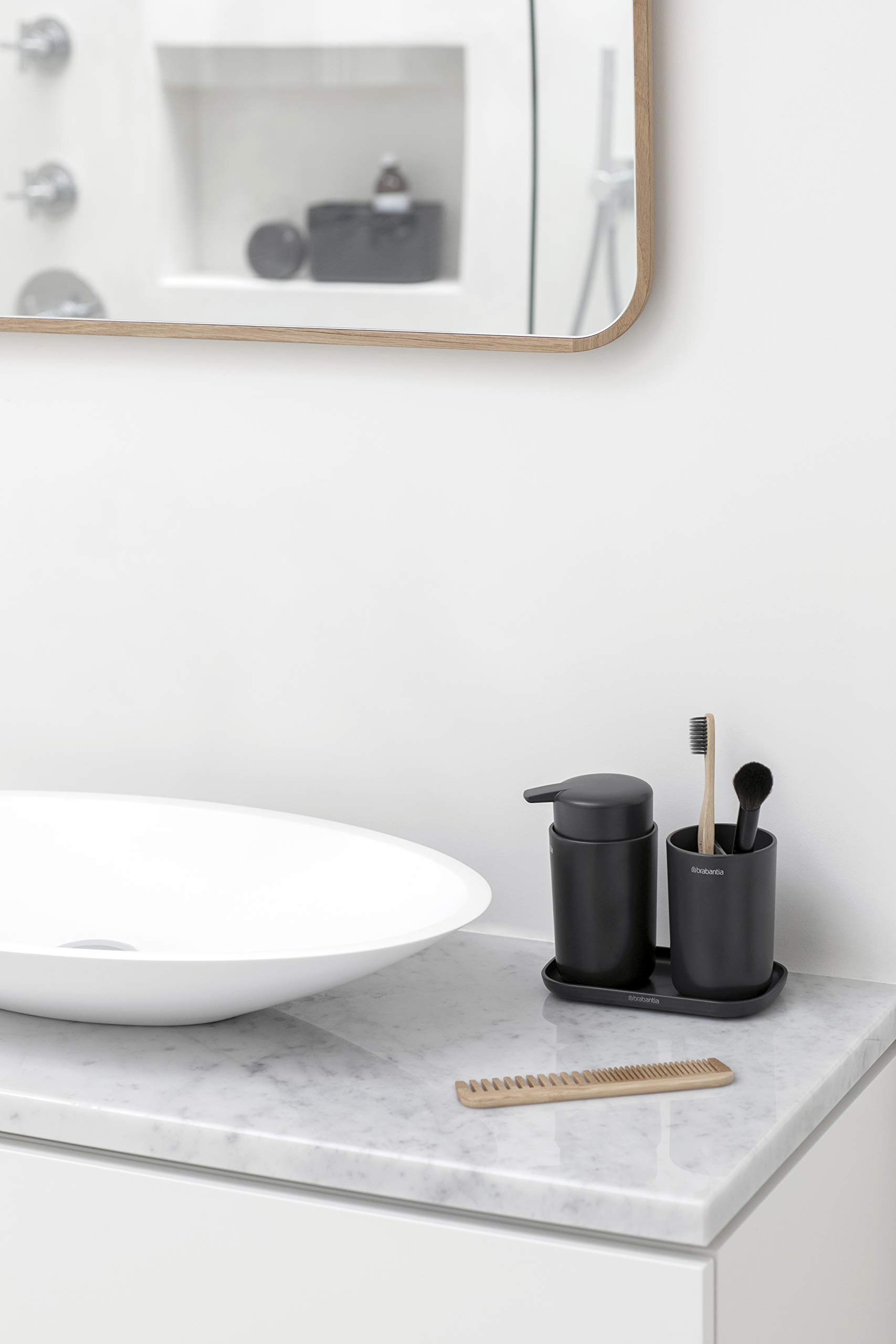 brabantia-set-da-bagno-3-pezzi-con-dispenser-sapone-250-ml-portaspazzolini-con-d image 3