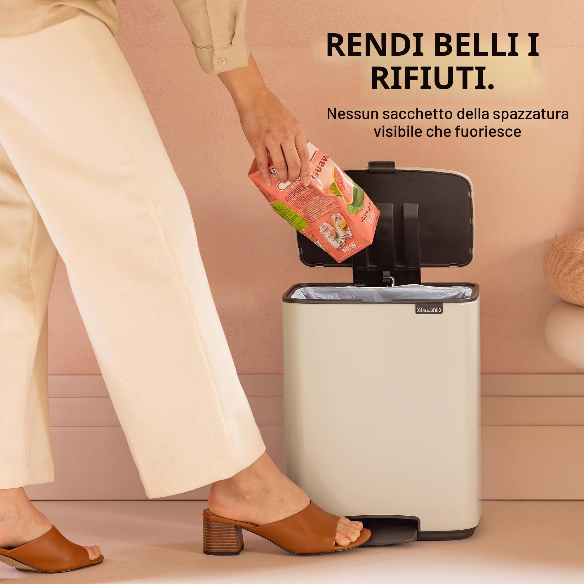 brabantia-bo-12l-pattumiera-a-pedale-soft-beige-coperchio-soft-close-con-secchio image 4