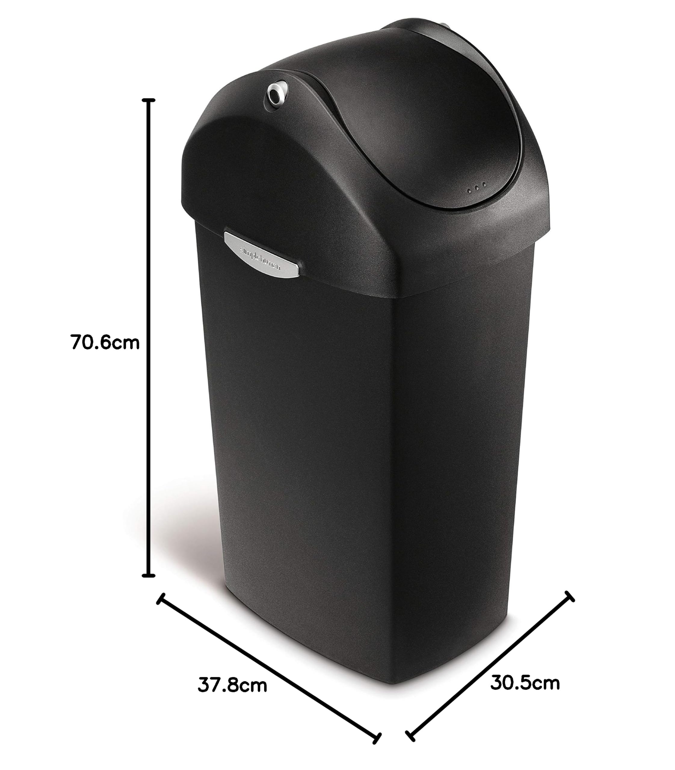 simplehuman-cestino-con-coperchio-oscillante-40-l-plastica-nera image 4