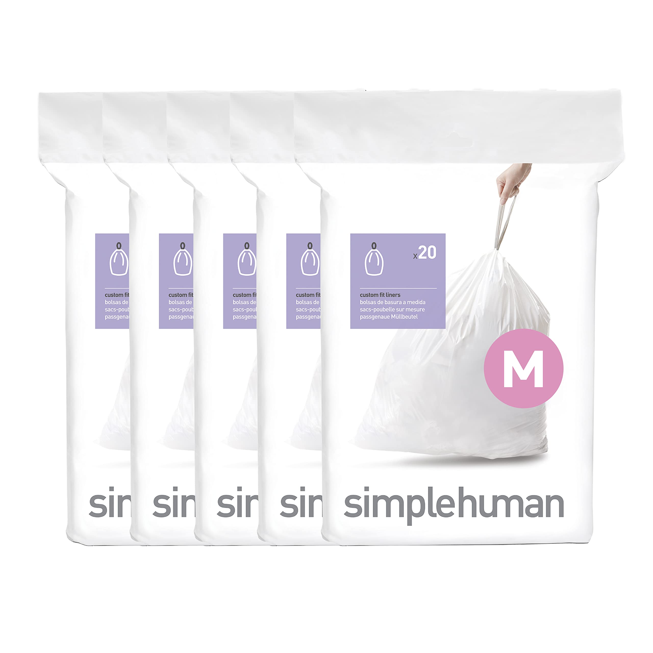 simplehuman-code-m-100-sacchetti-pattumiera-su-misura-45-l-50-riciclati-con-mani image 1
