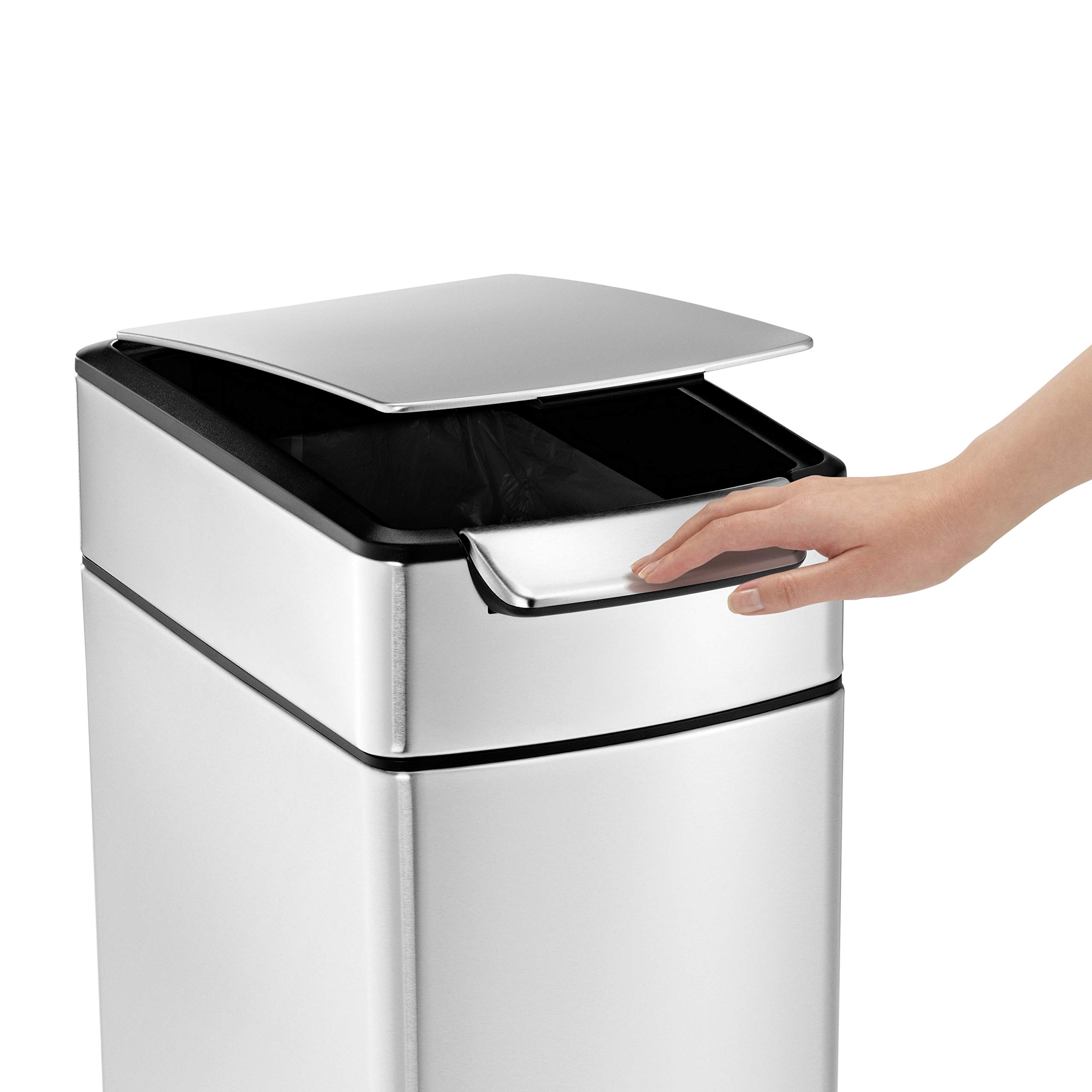 simplehuman-cw2016-cestino-da-cucina-sottile-con-touch-bar-acciaio-inox-spazzola image 4