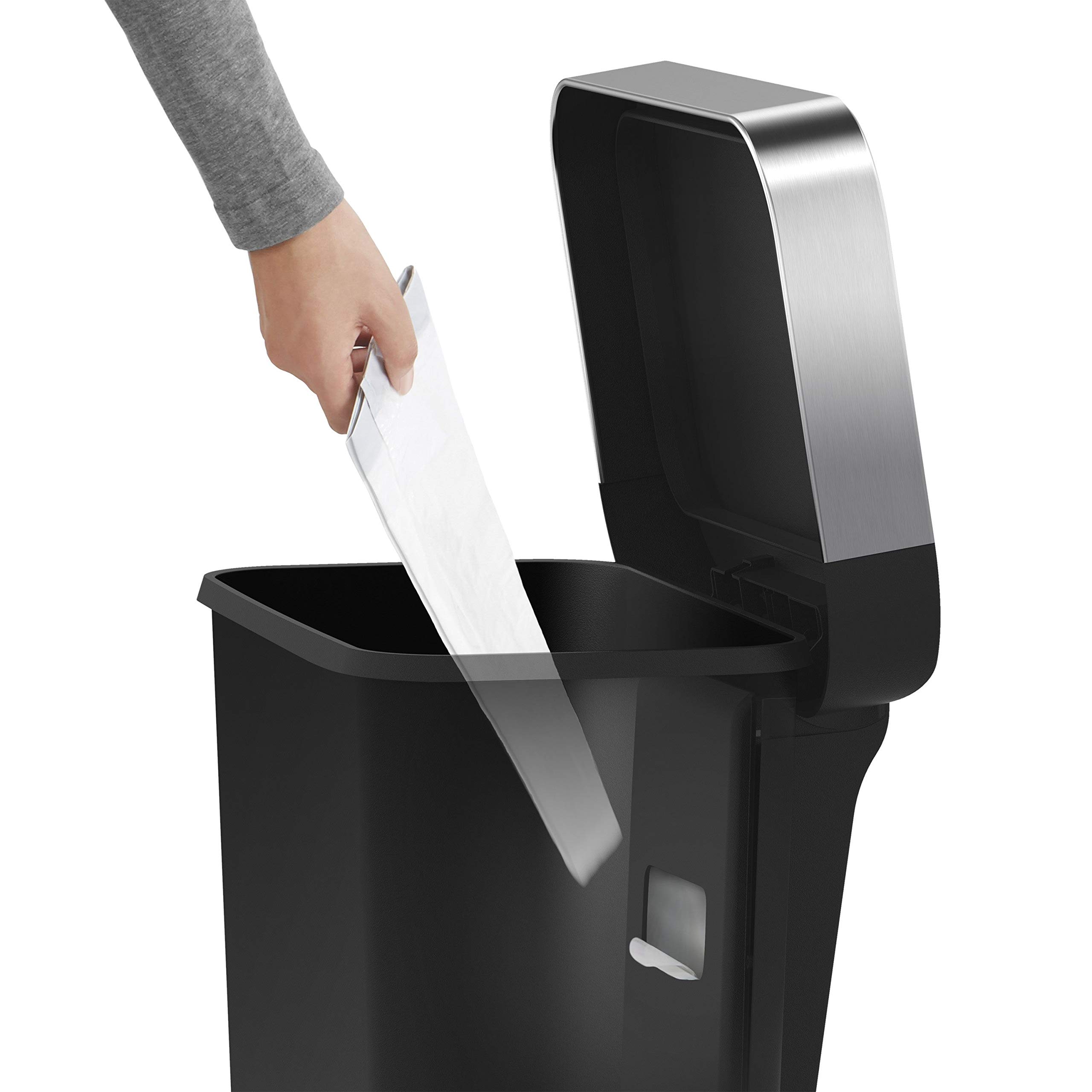 simplehuman-cw1385cb-cestino-rettangolare-a-pedale-da-cucina-45-l-plastica-nera- image 2