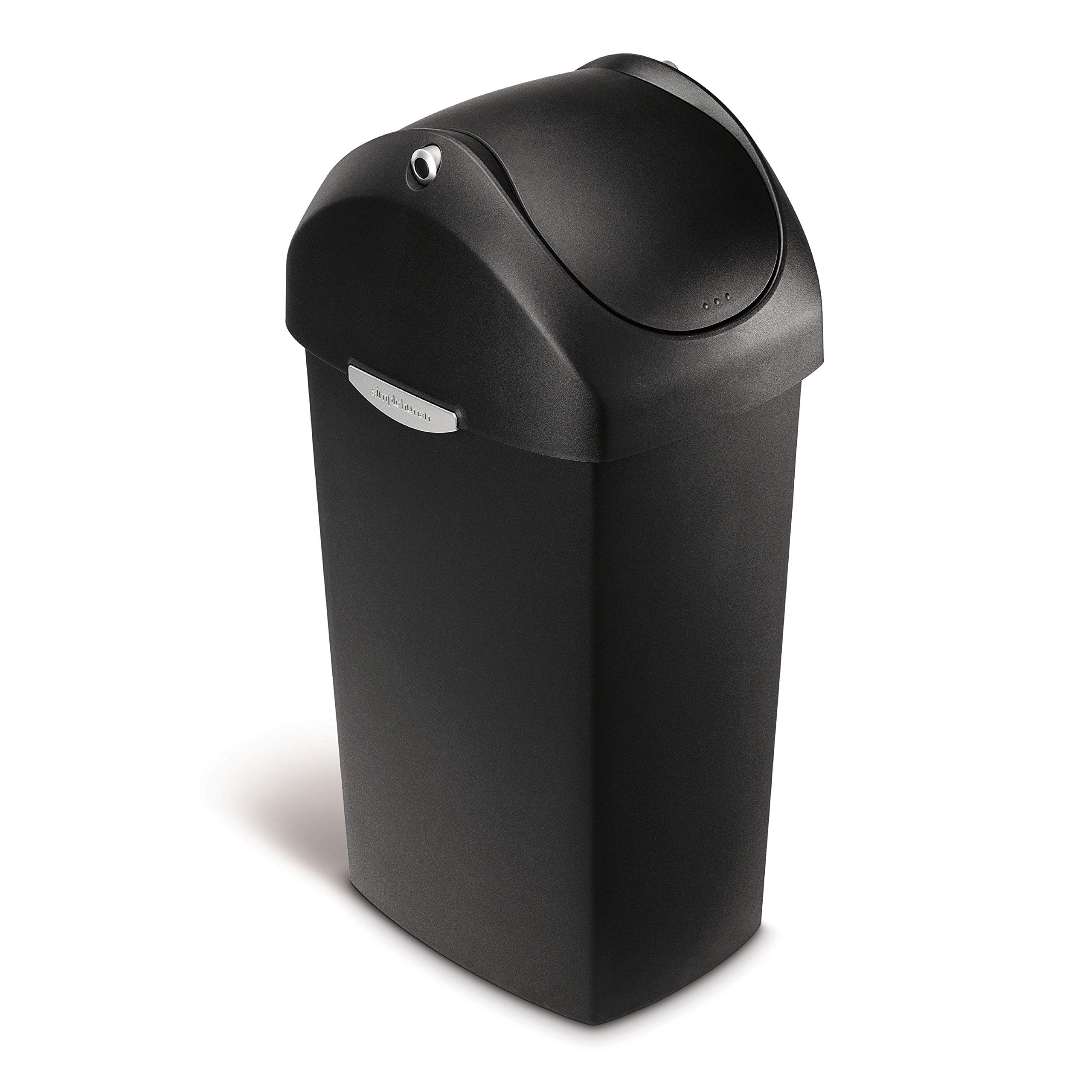 simplehuman-cestino-con-coperchio-oscillante-40-l-plastica-nera image 1