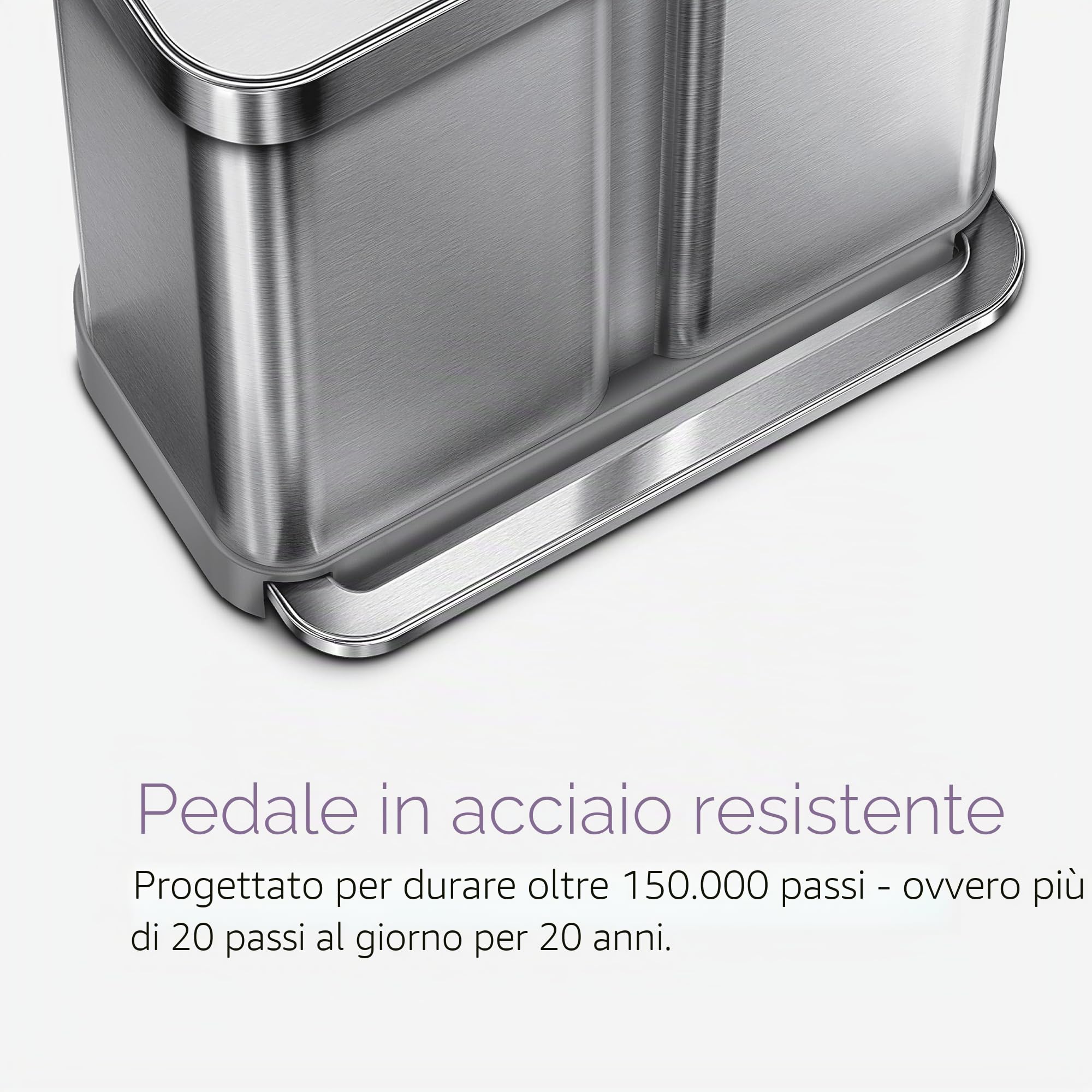 simplehuman-cw2025-cestino-doppio-scomparto-con-pedale-e-porta-sacchetti-58l-34- image 4
