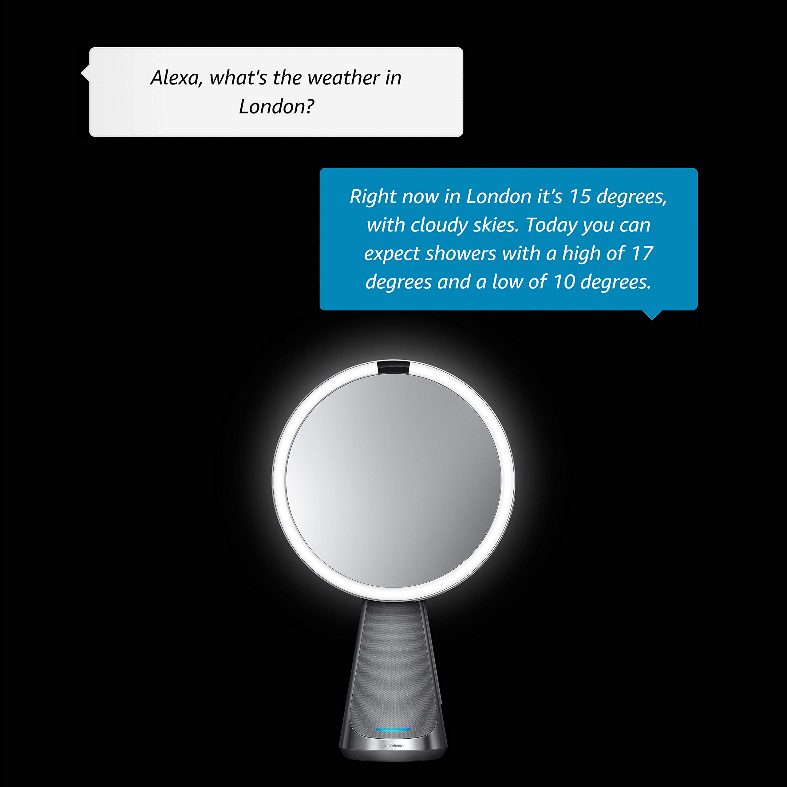 simplehuman-hi-fi-specchio-cosmetico-con-sensore-e-luce-tru-lux-800-lux-cri-95-a image 4