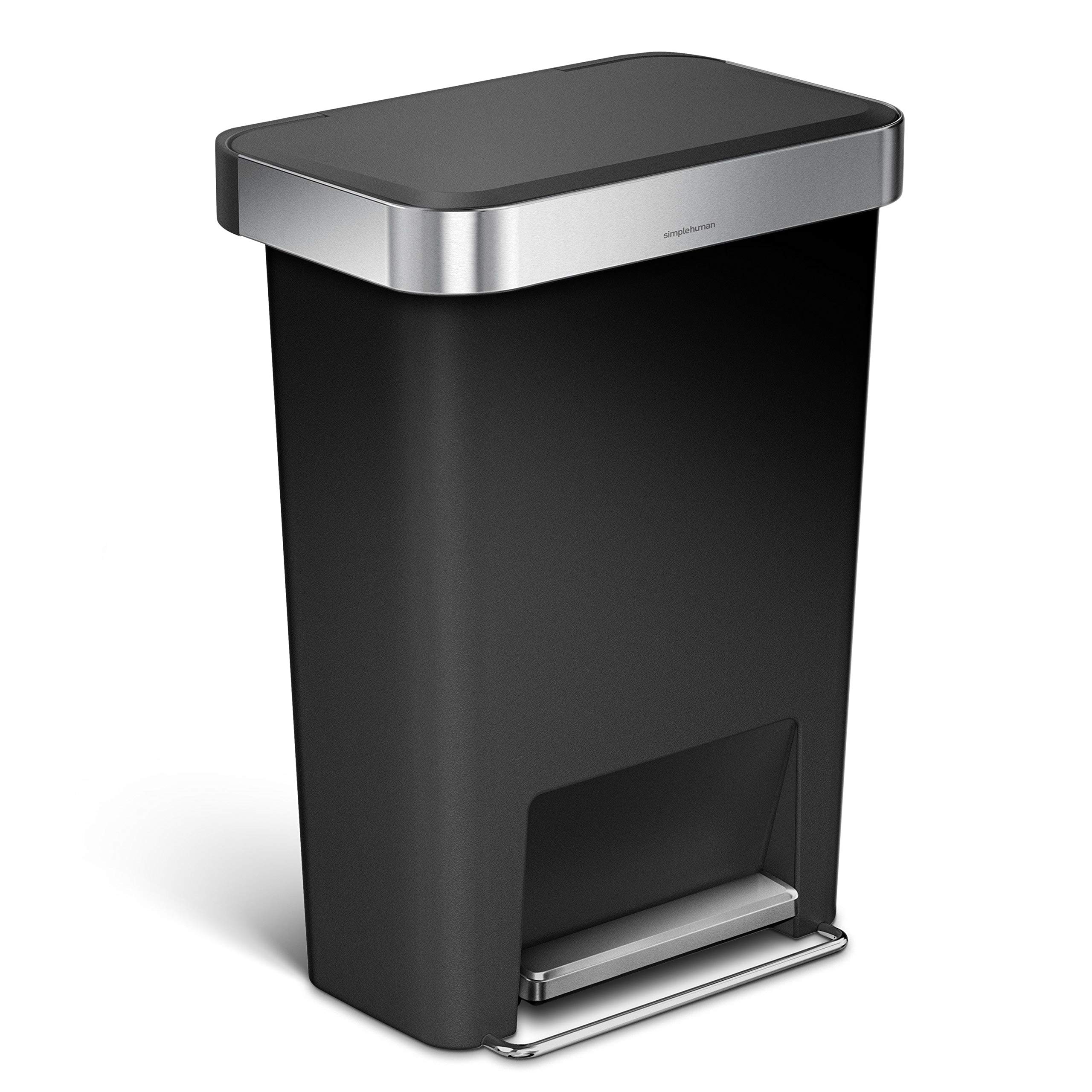 simplehuman-cw1385cb-cestino-rettangolare-a-pedale-da-cucina-45-l-plastica-nera- image 1