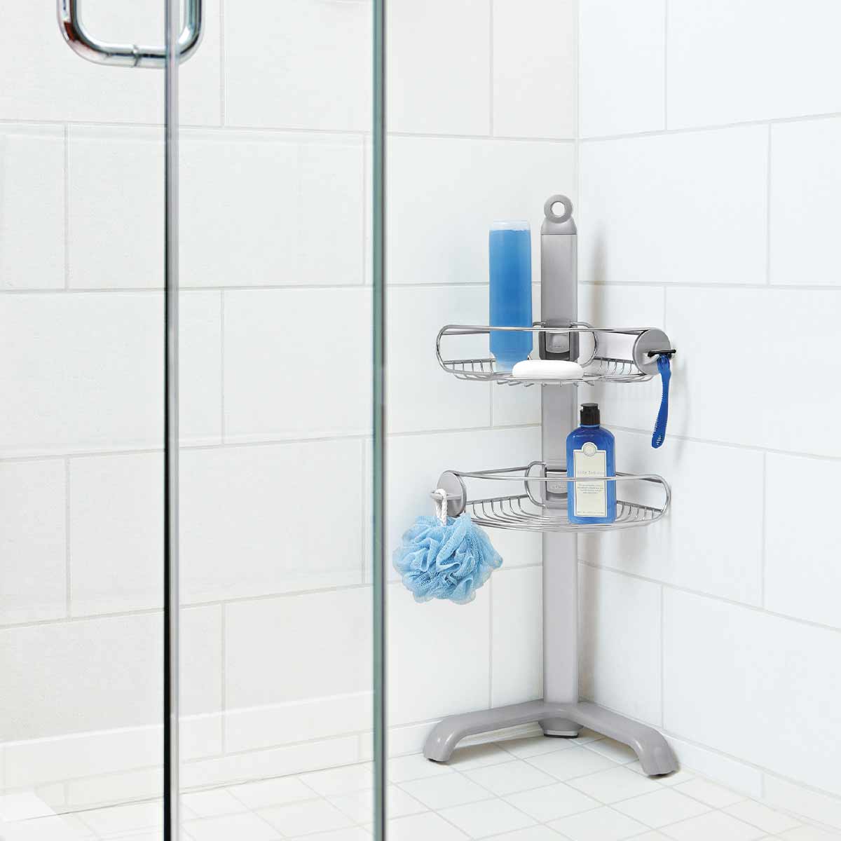 simplehuman-corner-shower-caddy-mensole-doccia-ad-angolo-in-acciaio-inox-e-allum image 3