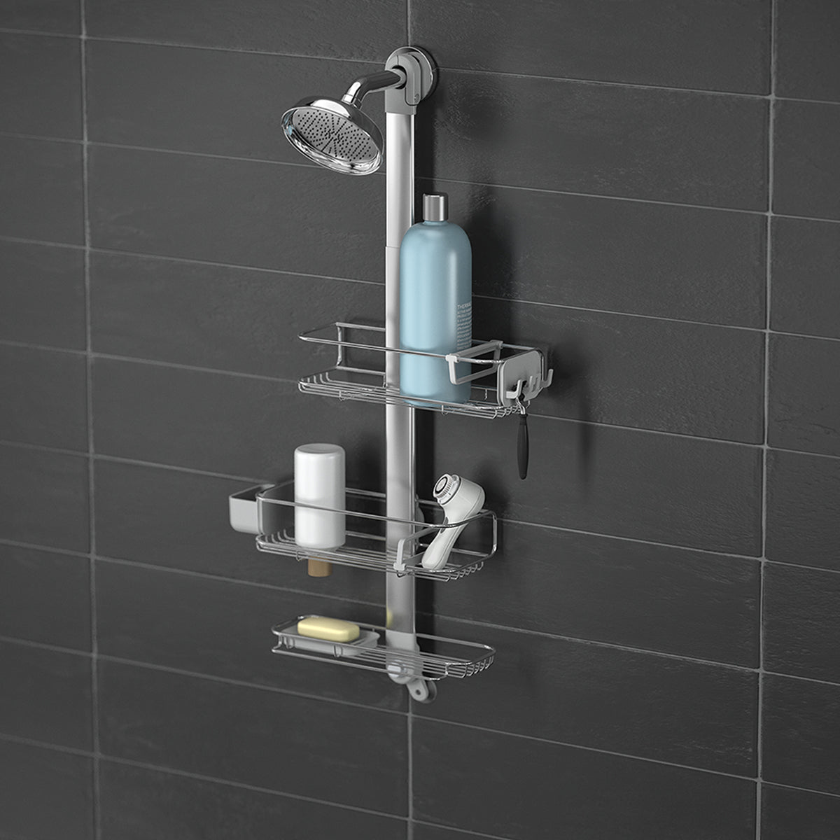 simplehuman-large-adjustable-shower-caddy-portaoggetti-doccia-sospeso-regolabile image 2