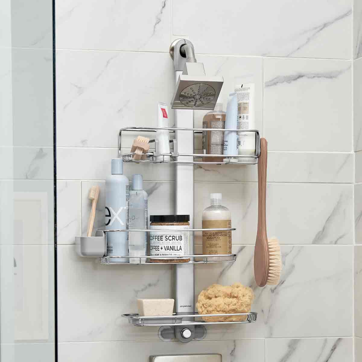 simplehuman-large-adjustable-shower-caddy-portaoggetti-doccia-sospeso-regolabile image 3