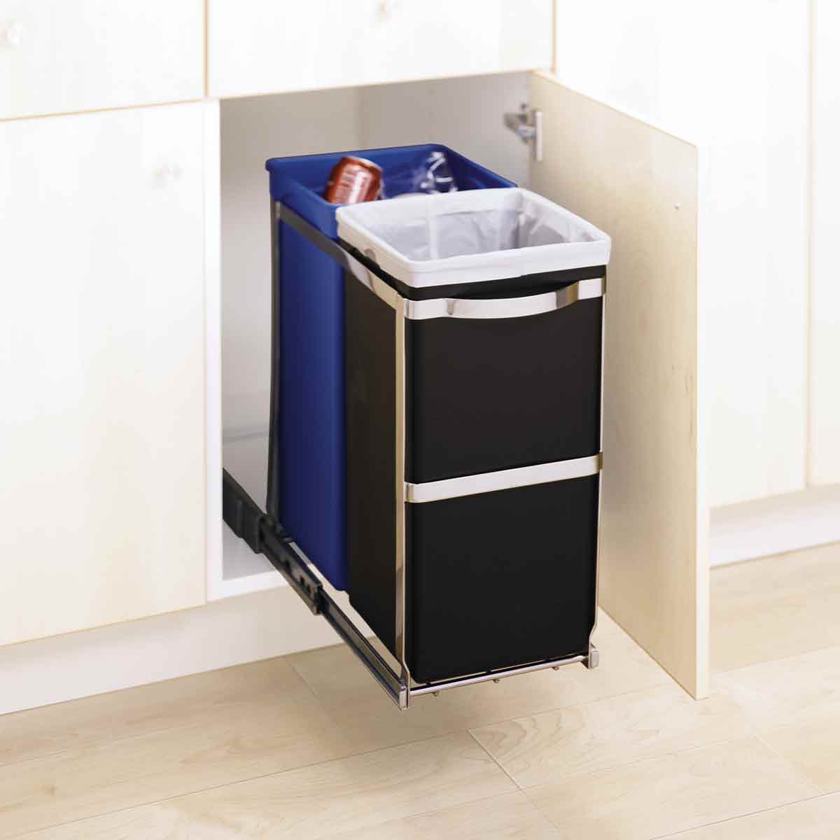simplehuman-cestino-estraibile-sotto-piano-35l-dual-compartment-con-binari-a-sfe image 7