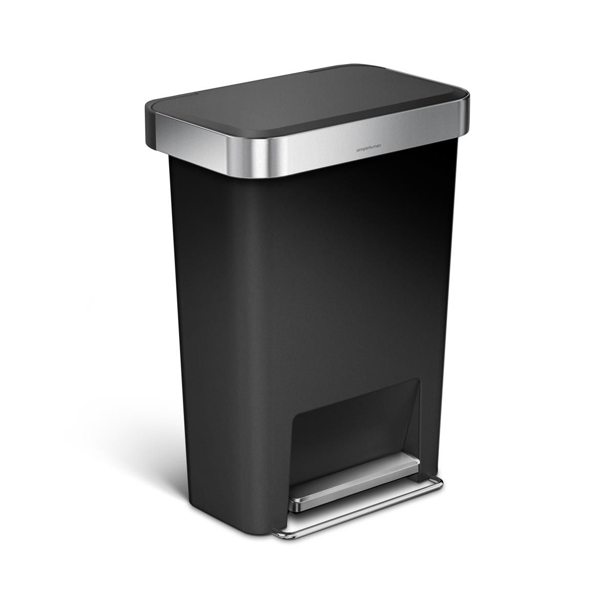 simplehuman-45l-plastic-rectangular-step-can-con-liner-pocket-pattumiera-a-pedal image 1