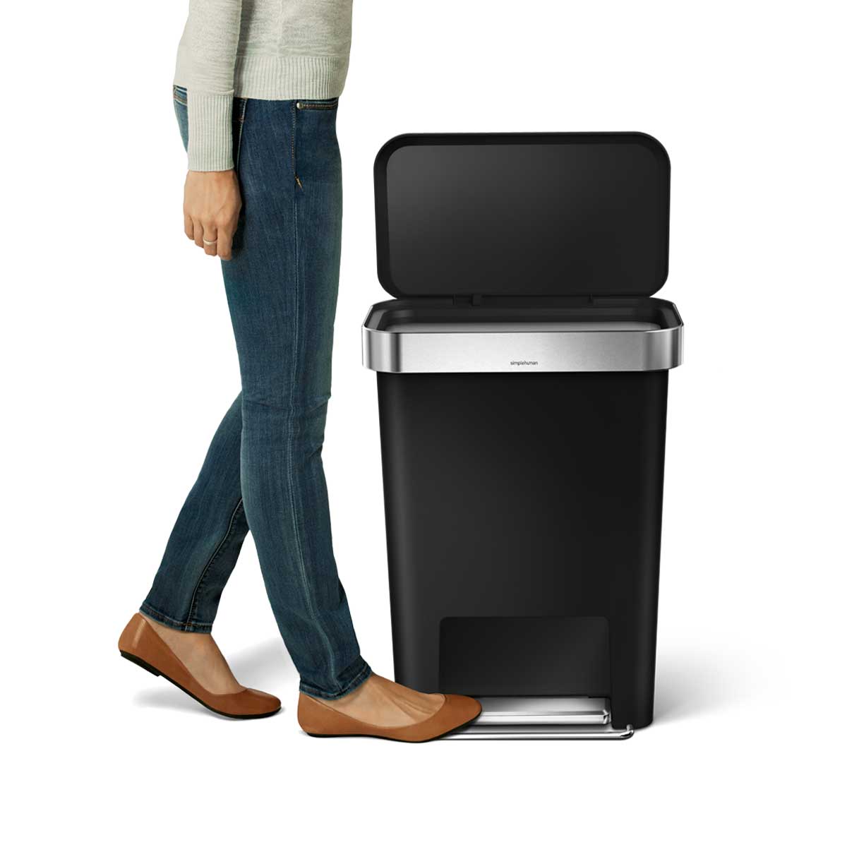 simplehuman-45l-plastic-rectangular-step-can-con-liner-pocket-pattumiera-a-pedal image 4