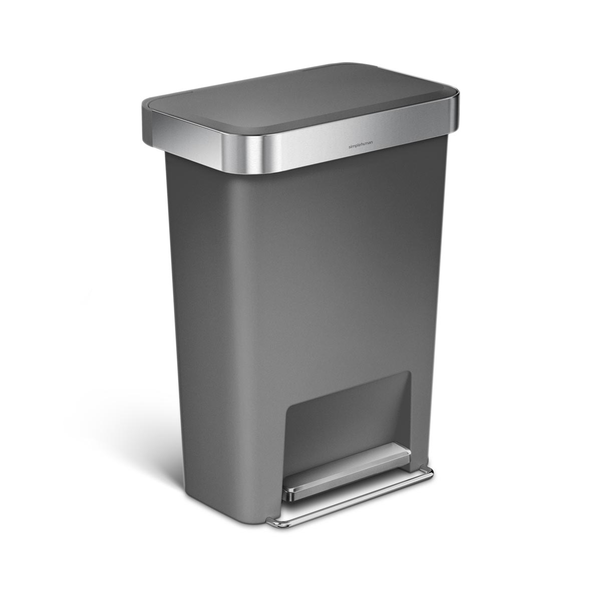simplehuman-cw1396-cestino-a-pedale-rettangolare-45l-in-plastica-con-tasca-porta image 1