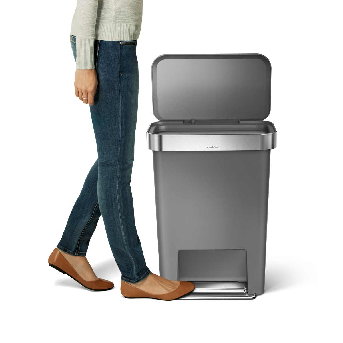 simplehuman-cw1396-cestino-a-pedale-rettangolare-45l-in-plastica-con-tasca-porta image 4