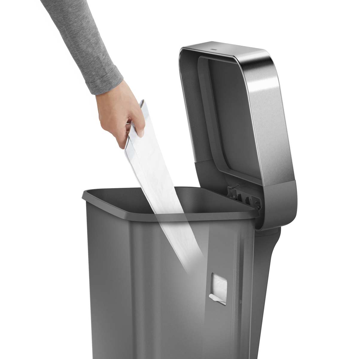 simplehuman-cw1396-cestino-a-pedale-rettangolare-45l-in-plastica-con-tasca-porta image 5