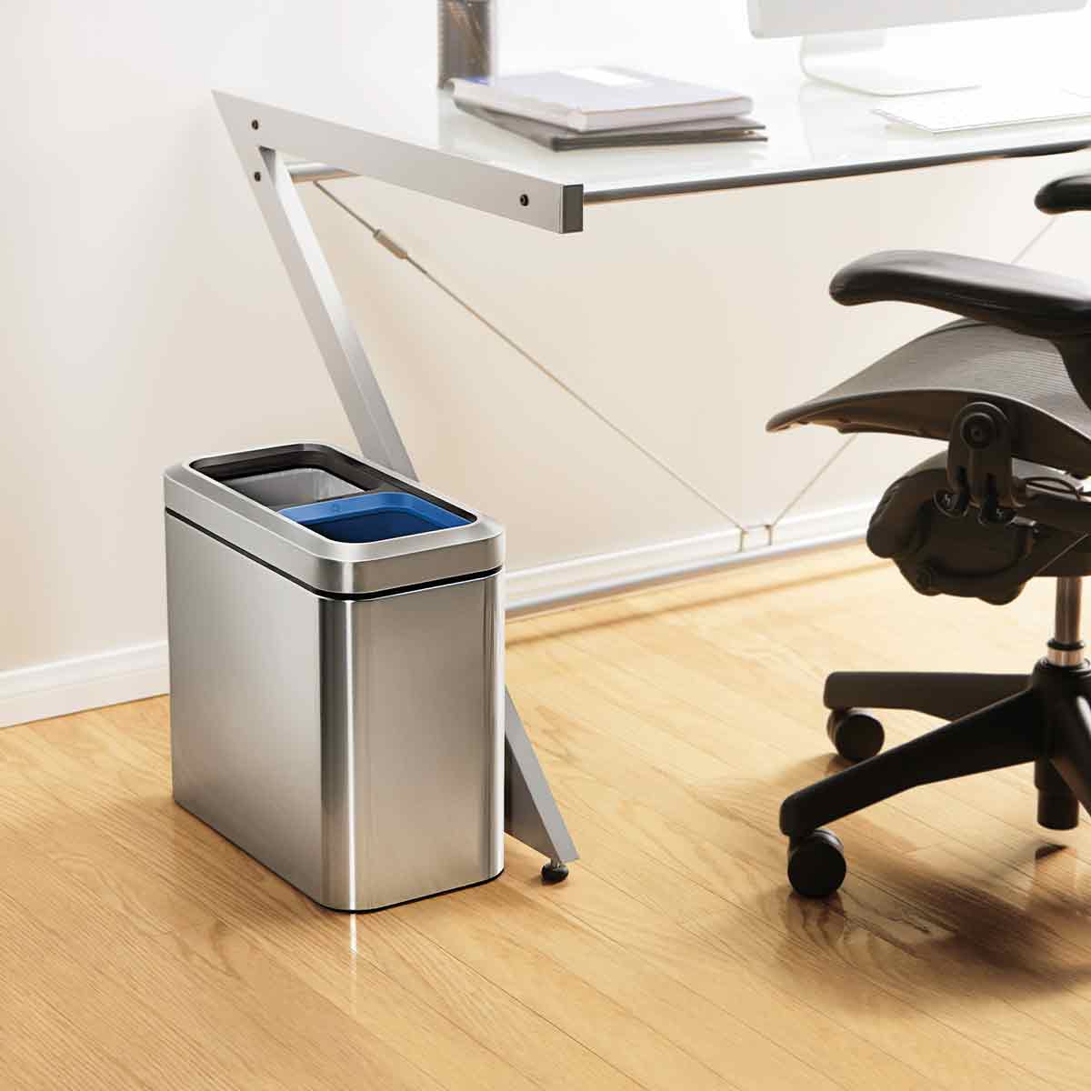 simplehuman-20l-dual-compartment-slim-open-can-cestino-open-top-a-due-scomparti- image 5