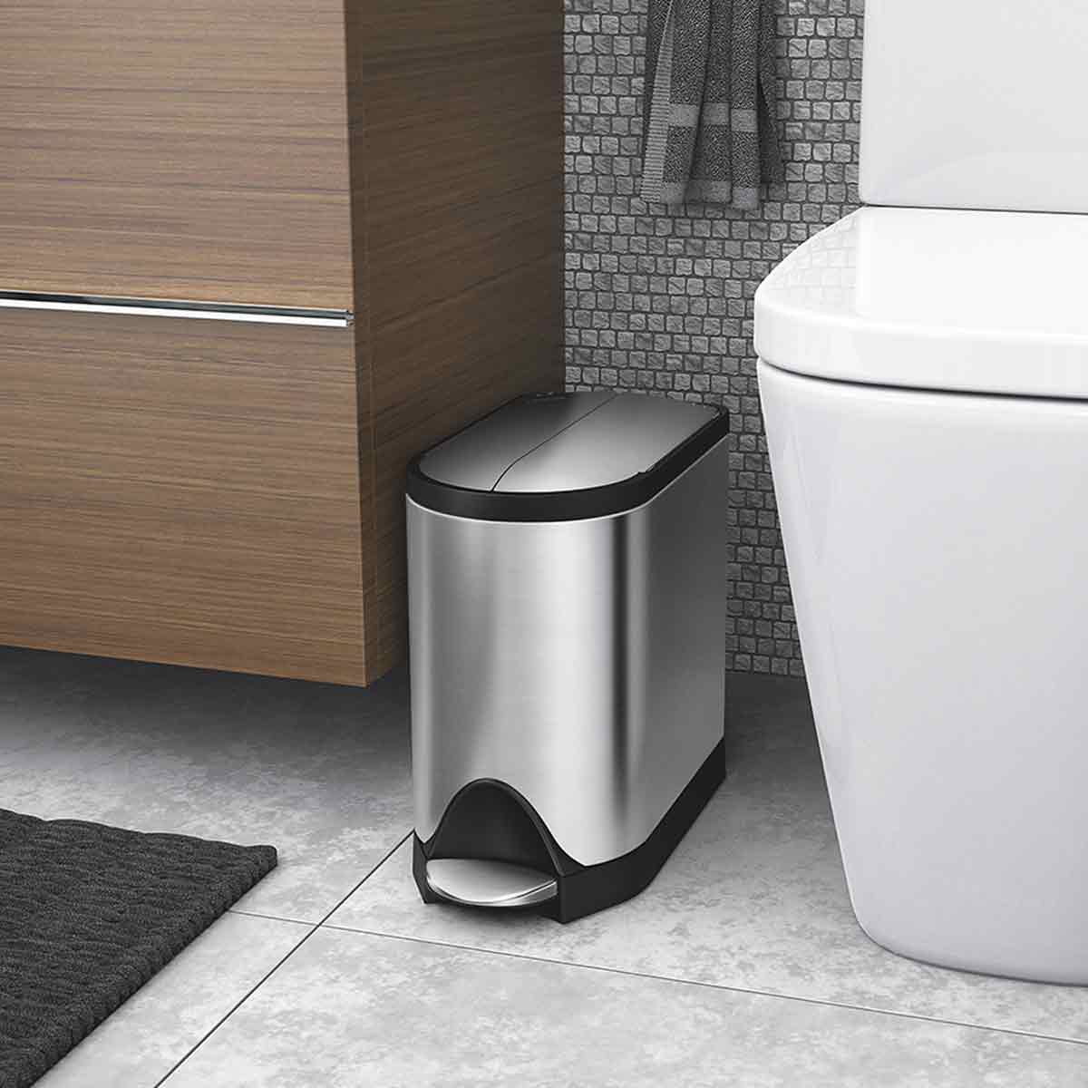 simplehuman-10l-butterfly-step-can-pattumiera-compatta-a-pedale-con-coperchio-bu image 6