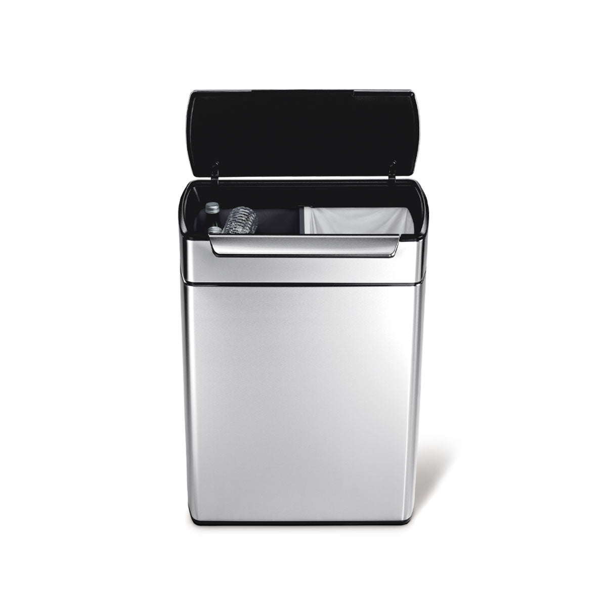 simplehuman-48l-pattumiera-doppio-vano-rettangolare-touch-bar-con-coperchio-a-ba image 1