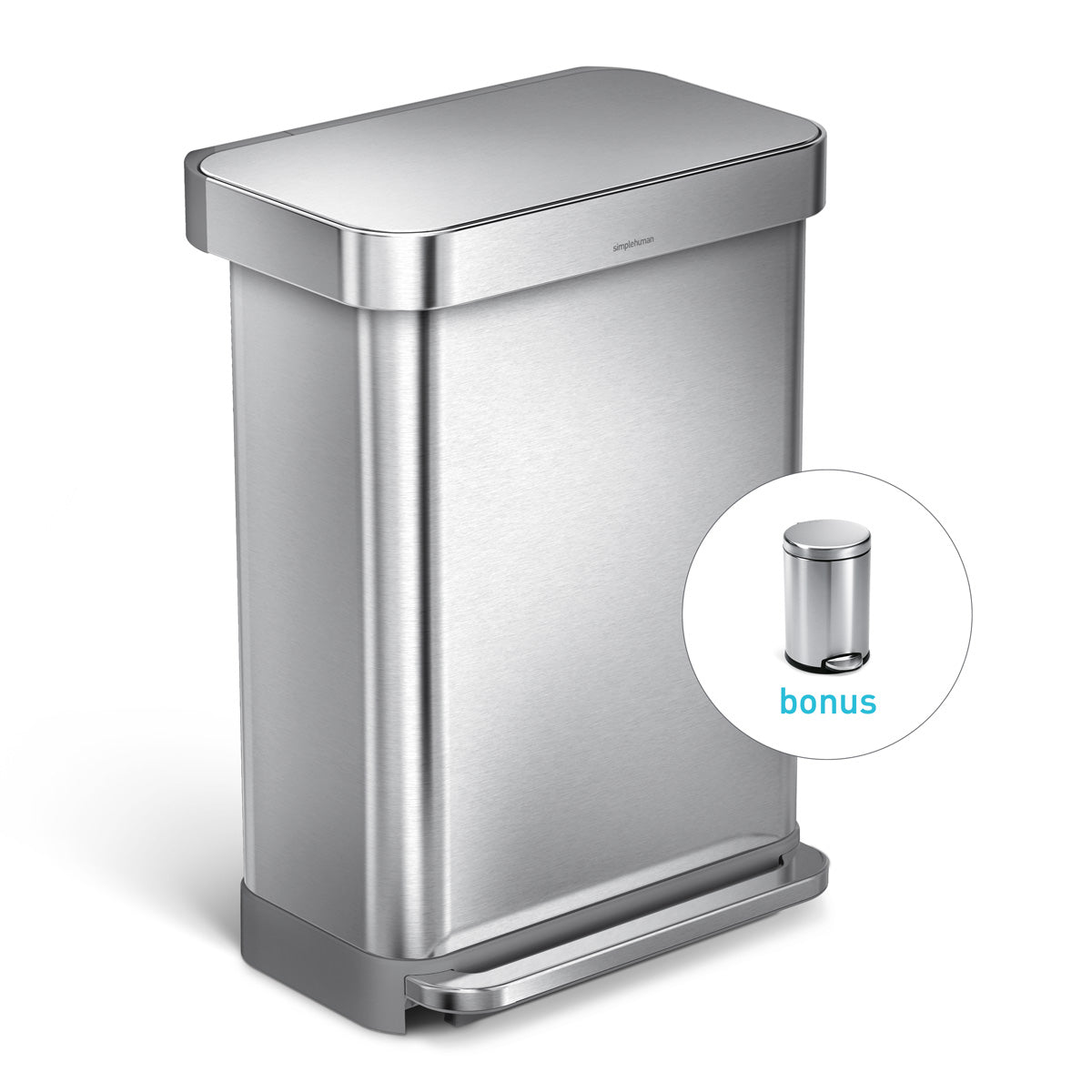 simplehuman-55l-rectangular-step-can-with-liner-pocket-bonus-4-5l-cestello-retta image 1