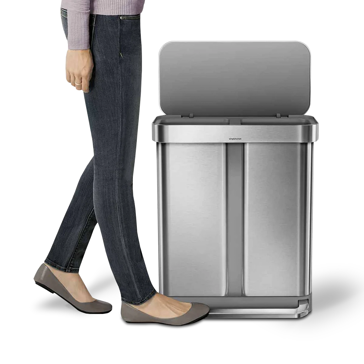 simplehuman-58l-dual-compartment-rectangular-step-can-cestino-a-pedale-doppio-sc image 5