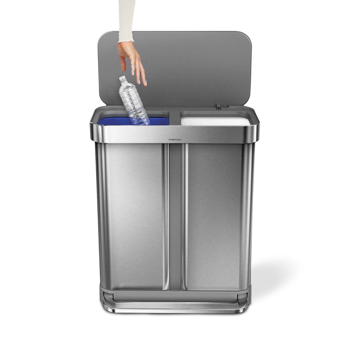 simplehuman-58l-dual-compartment-rectangular-step-can-cestino-a-pedale-doppio-sc image 3