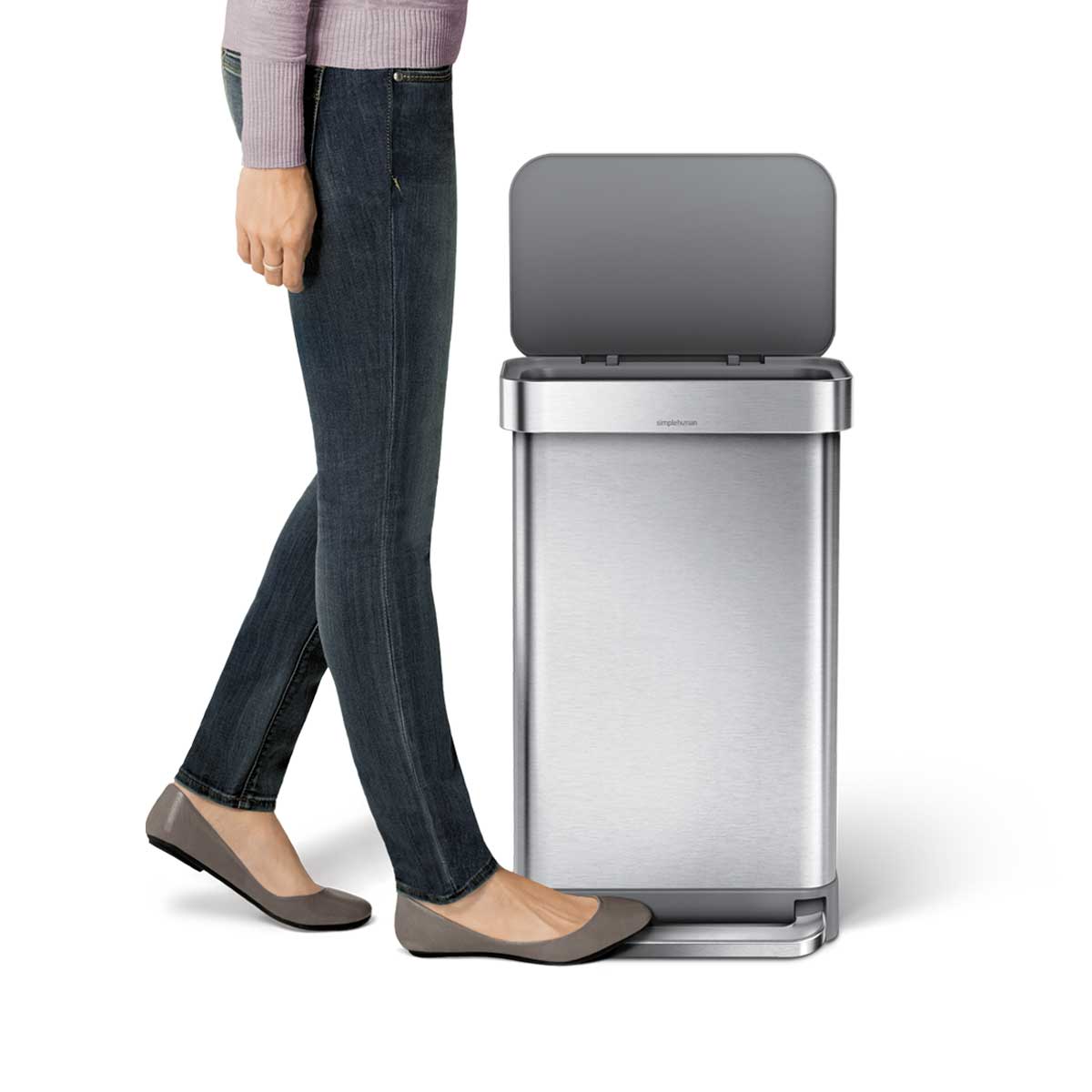 simplehuman-45l-rectangular-step-can-with-liner-pocket-cestino-a-pedale-in-accia image 4