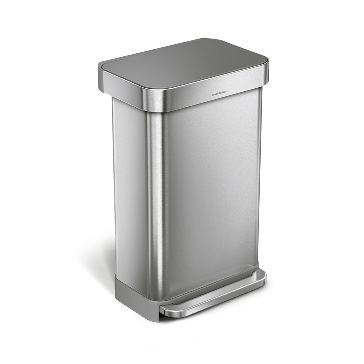 simplehuman-45l-rectangular-step-can-with-liner-pocket-cestino-a-pedale-in-accia image 1