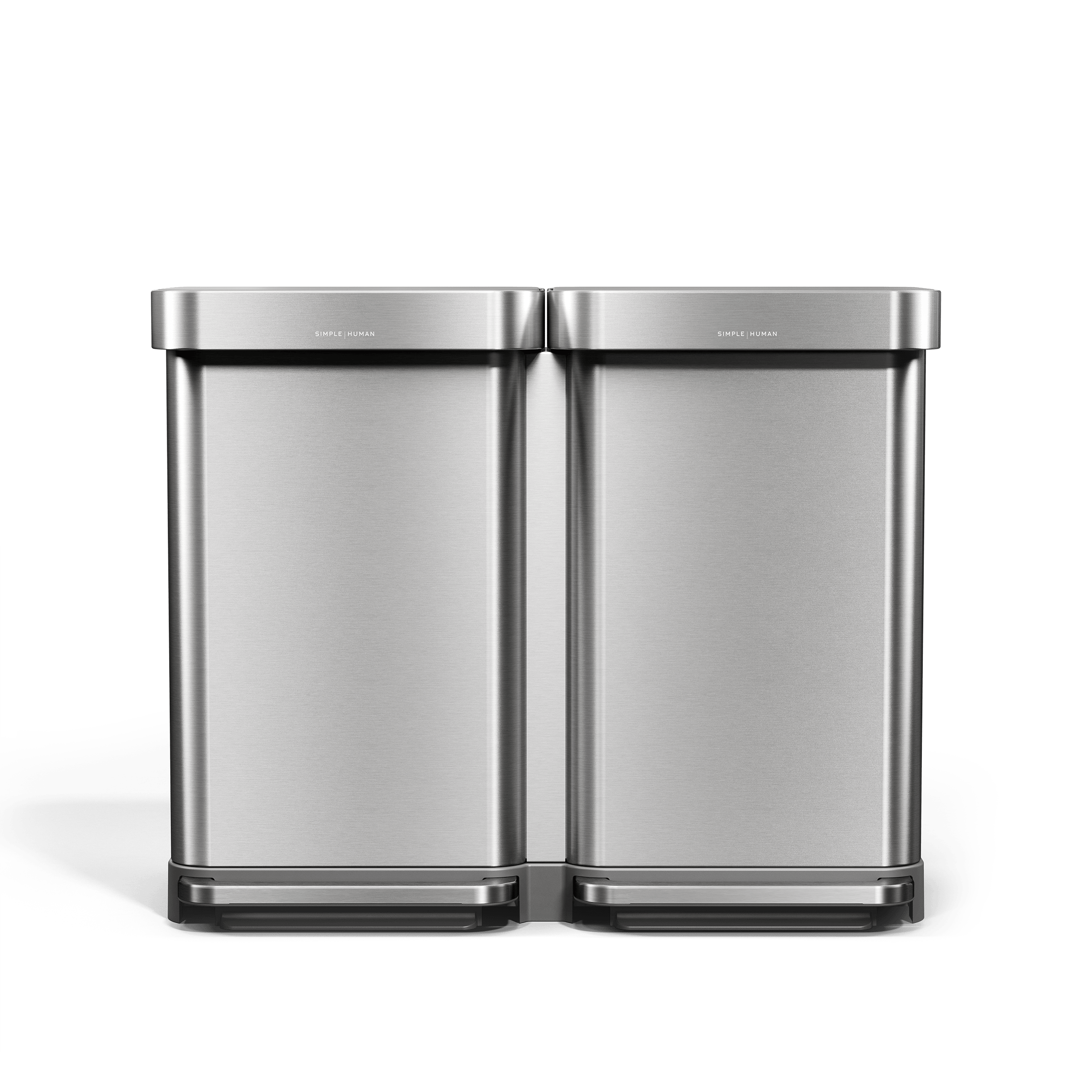 simplehuman-90l-step-recycler-riciclatore-a-pedale-dual-compartment-in-acciaio-i image 1