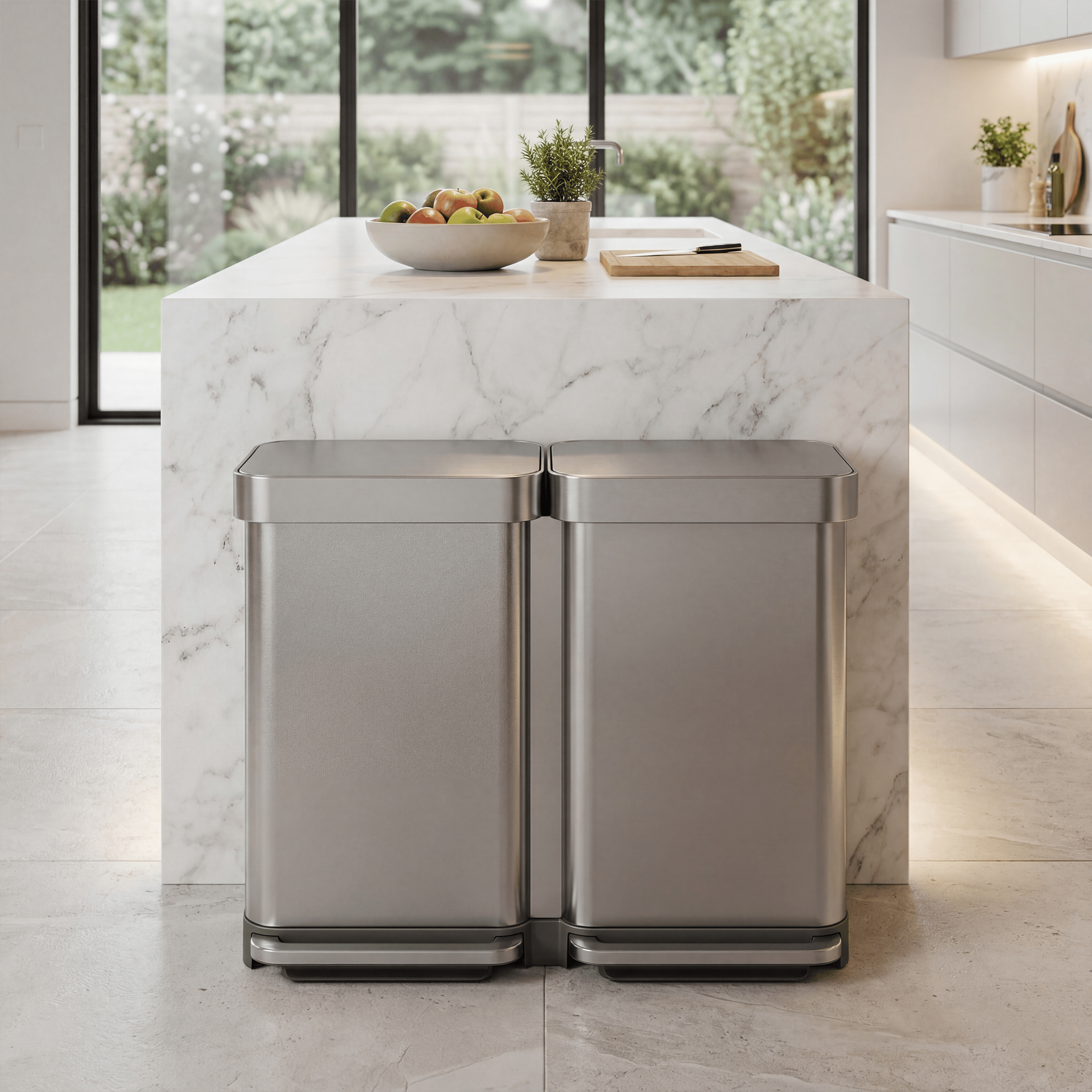 simplehuman-90l-step-recycler-riciclatore-a-pedale-dual-compartment-in-acciaio-i image 5