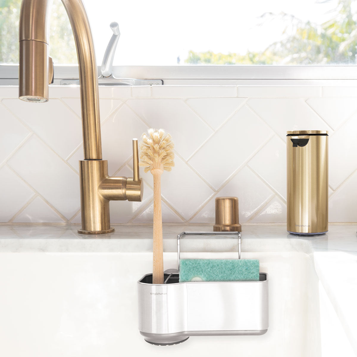 simplehuman-sink-caddy-portaspugne-da-lavello-con-ventose-e-divisori-rialzati-an image 5