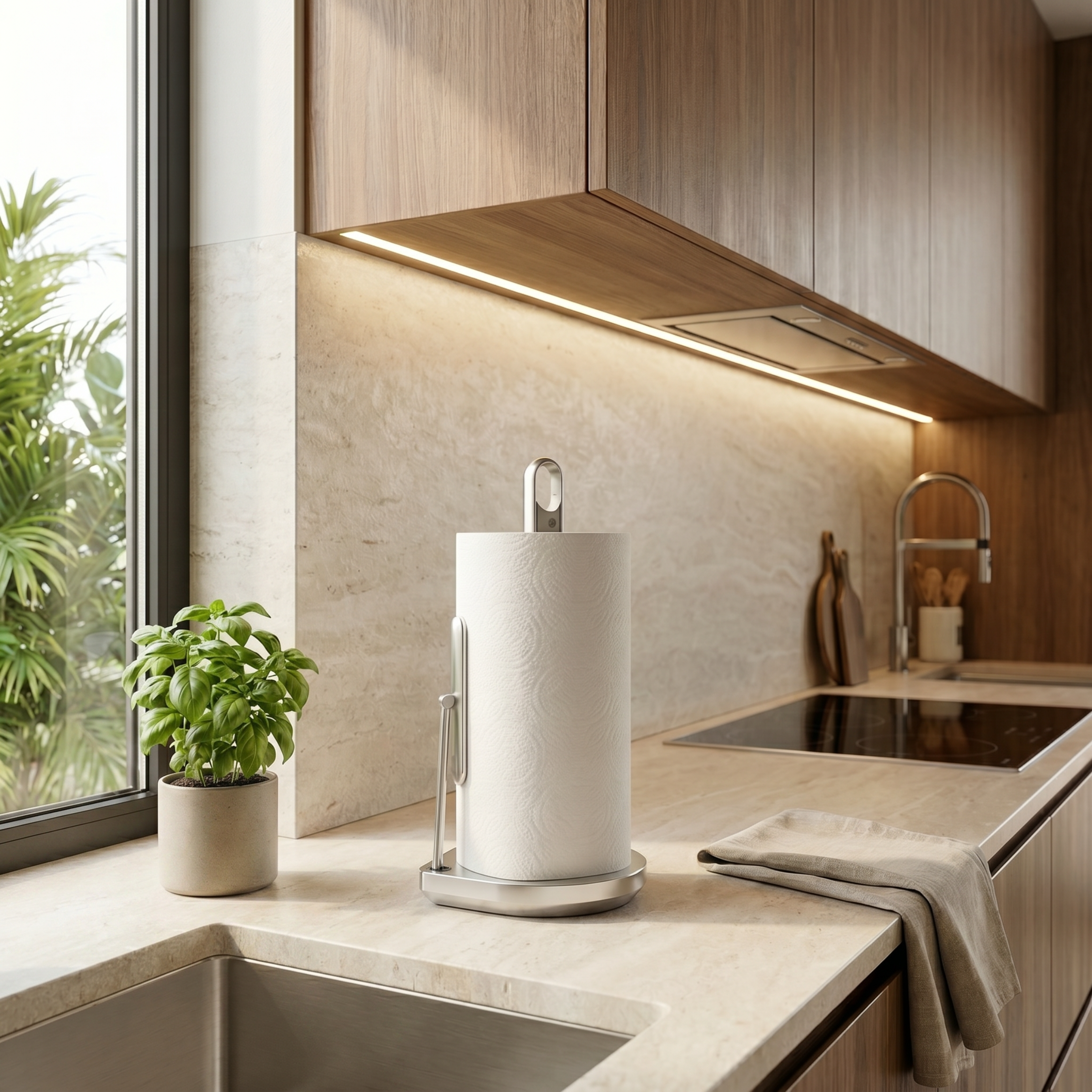 simplehuman-porta-rotolo-carta-da-cucina-con-spray-integrato-supporto-da-bancone image 2