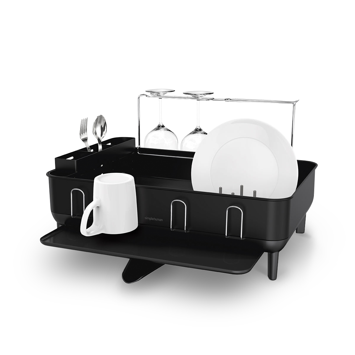 simplehuman-steel-frame-dishrack-con-porta-sponge-caddy-scolapiatti-in-acciaio-i image 4