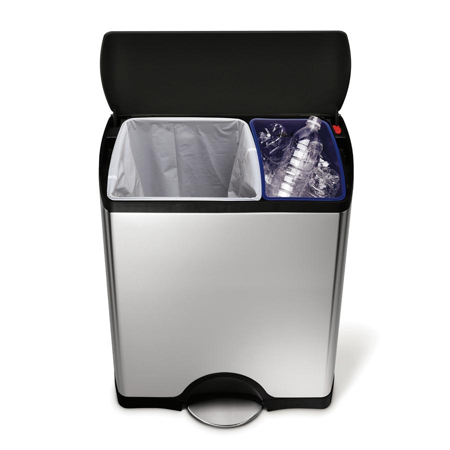 simplehuman-studio-46l-rectangular-recycler-cestino-raccolta-differenziata-retta image 1