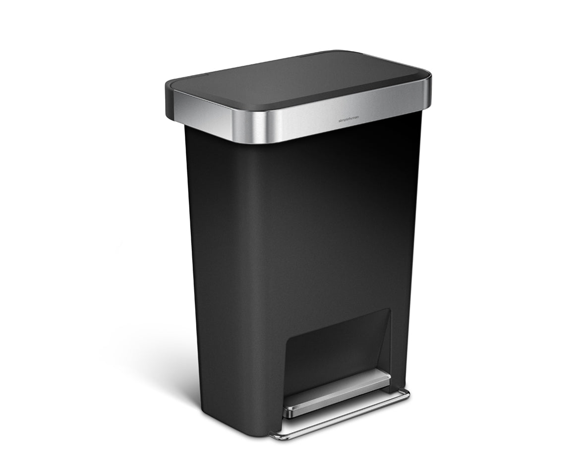 simplehuman-studio-45l-pattumiera-rettangolare-con-pedale-e-liner-pocket-acciaio image 1