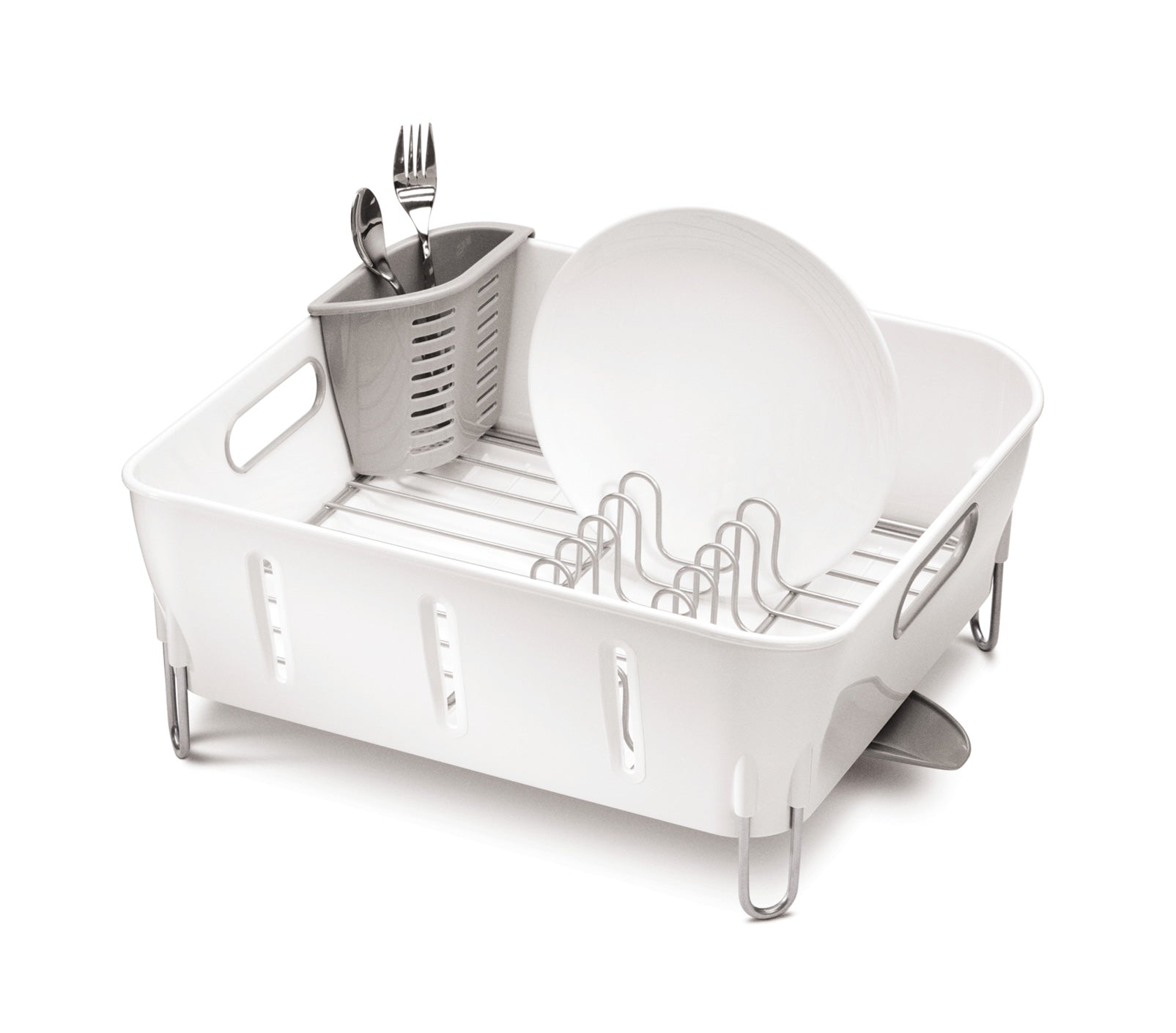 simplehuman-white-plastic-compact-dishrack-scola-piatti-compatto-in-plastica-bia image 1