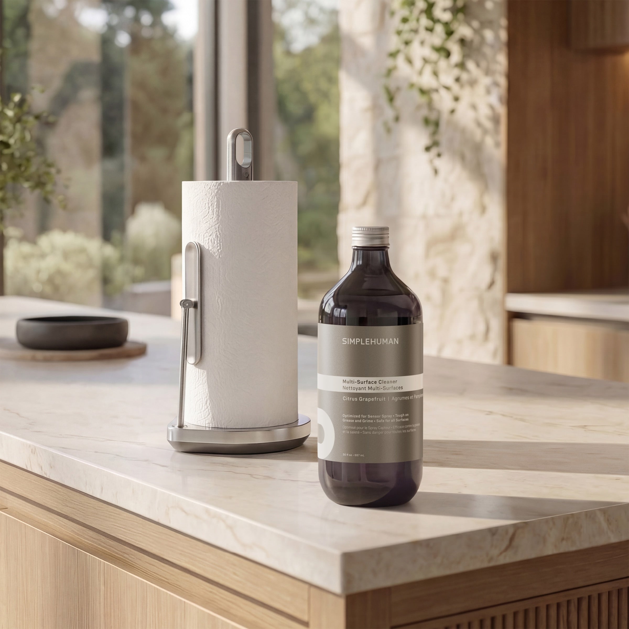simplehuman-porta-rotolo-carta-da-cucina-con-spray-integrato-supporto-da-bancone image 4