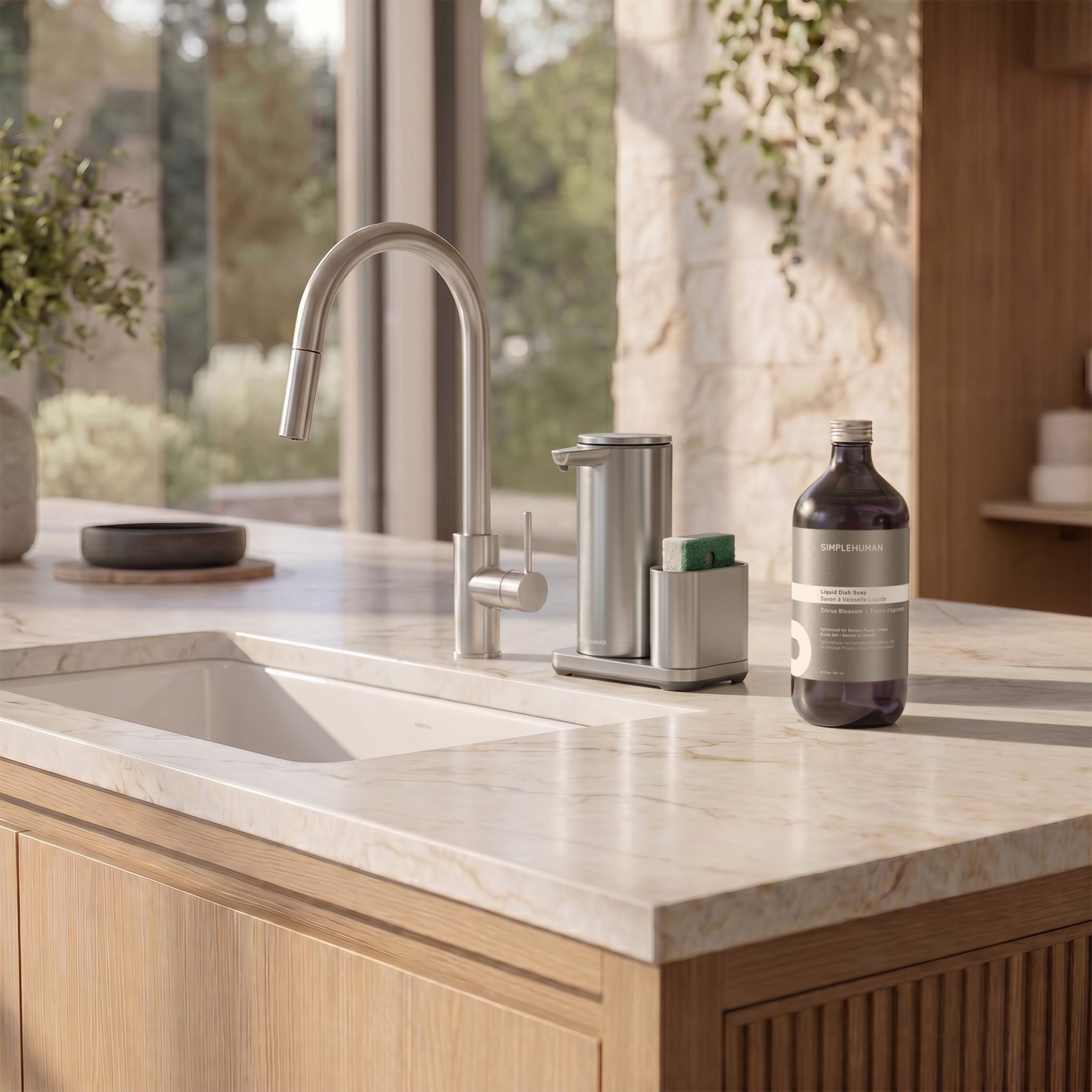 simplehuman-14-oz-sensor-pump-dish-dispenser-sapone-touch-free-con-portasponge-i image 4