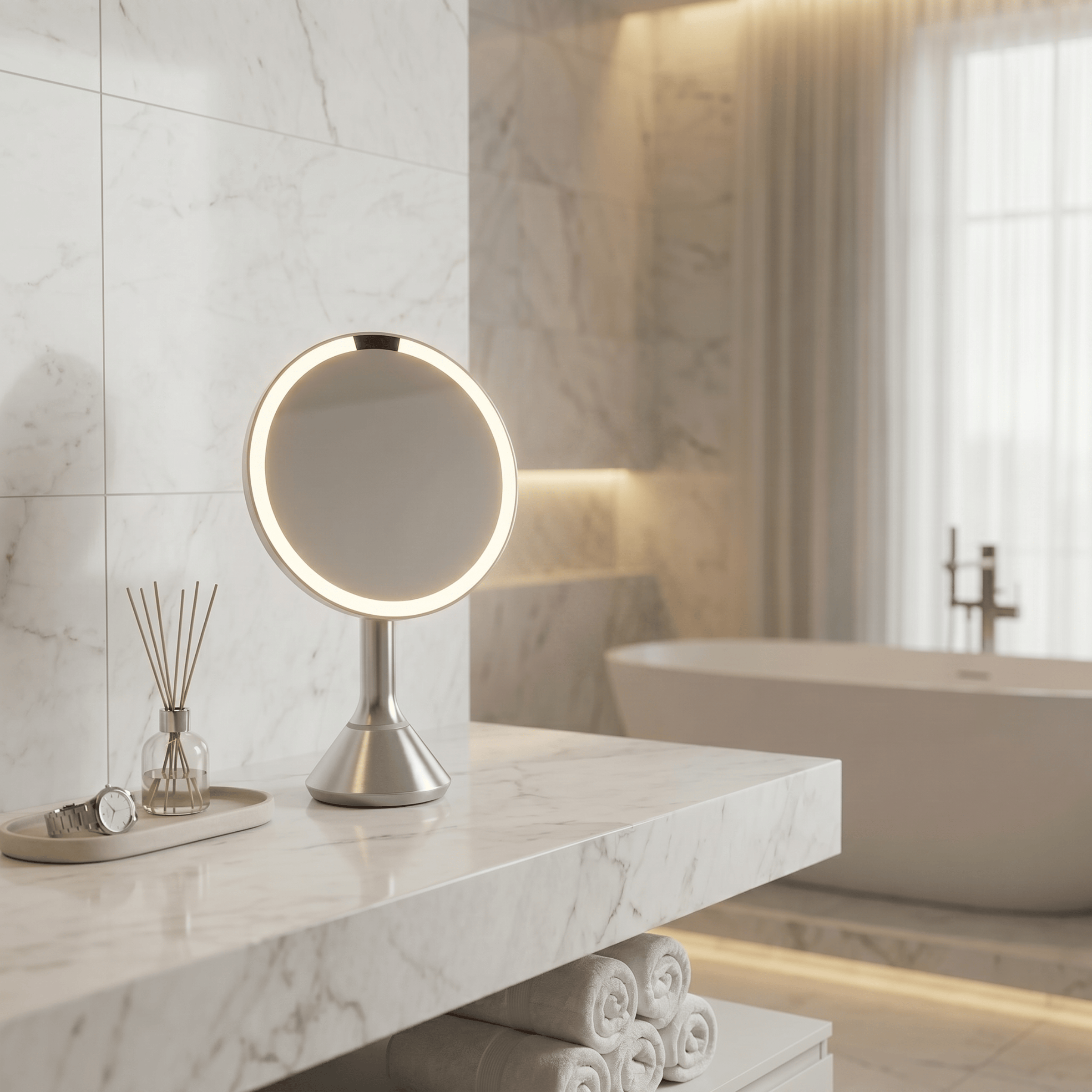 simplehuman-sensor-mirror-round-specchio-cosmetico-sensorizzato-tondo-con-luci-t image 2